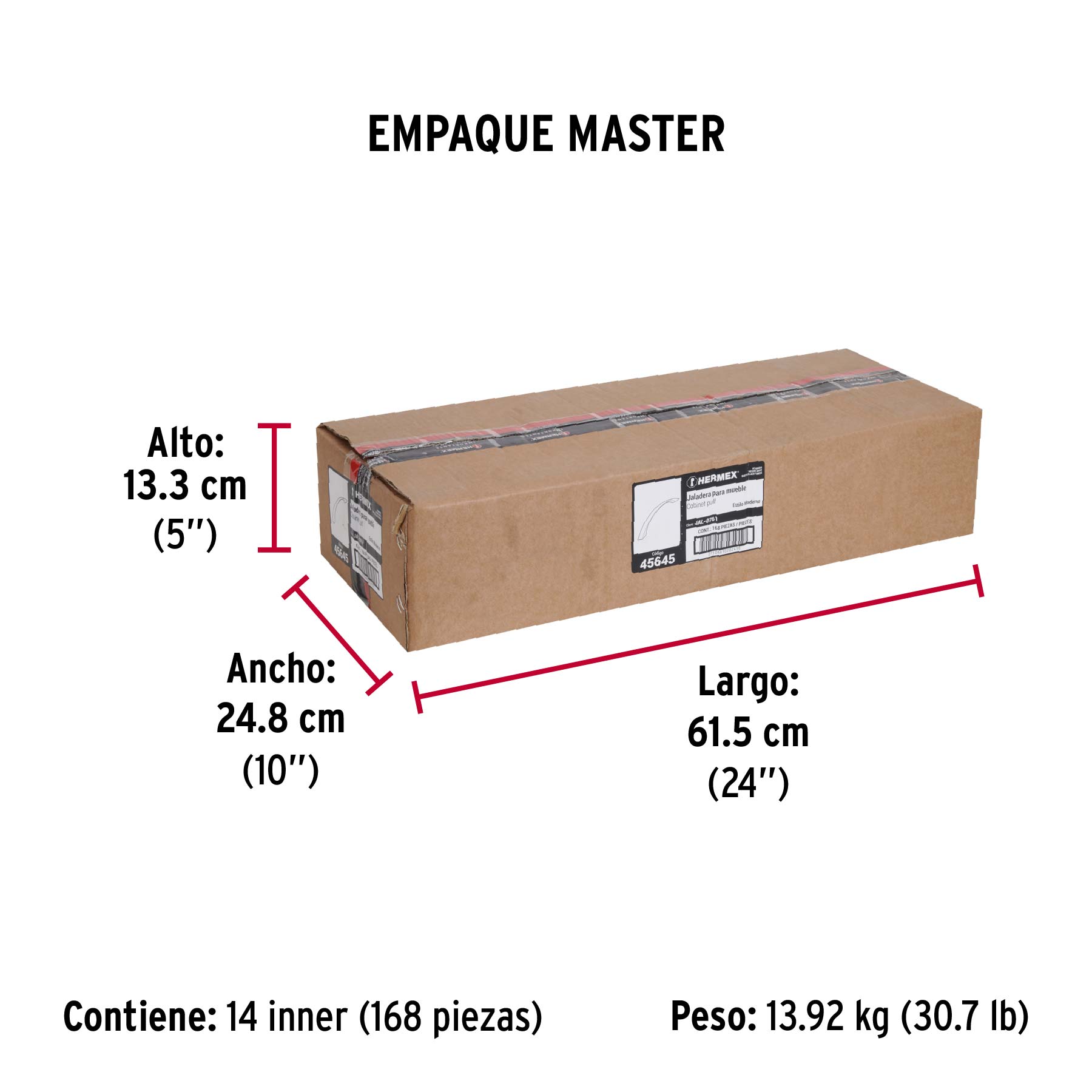 Jaladera de 128mm, línea Moderna, negro, HERMEX - Empaque