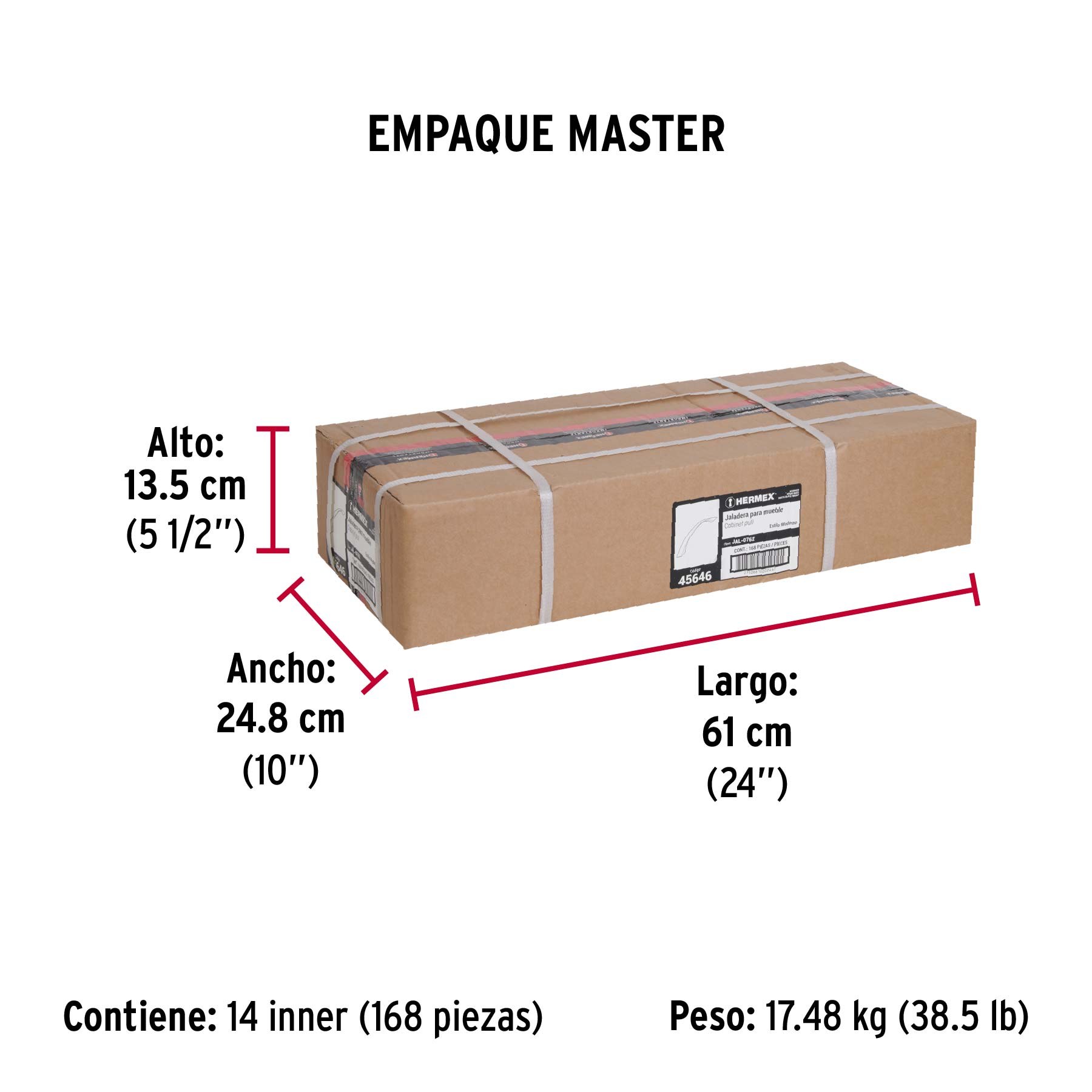 Jaladera de 160mm, línea Moderna, negro, HERMEX - Empaque