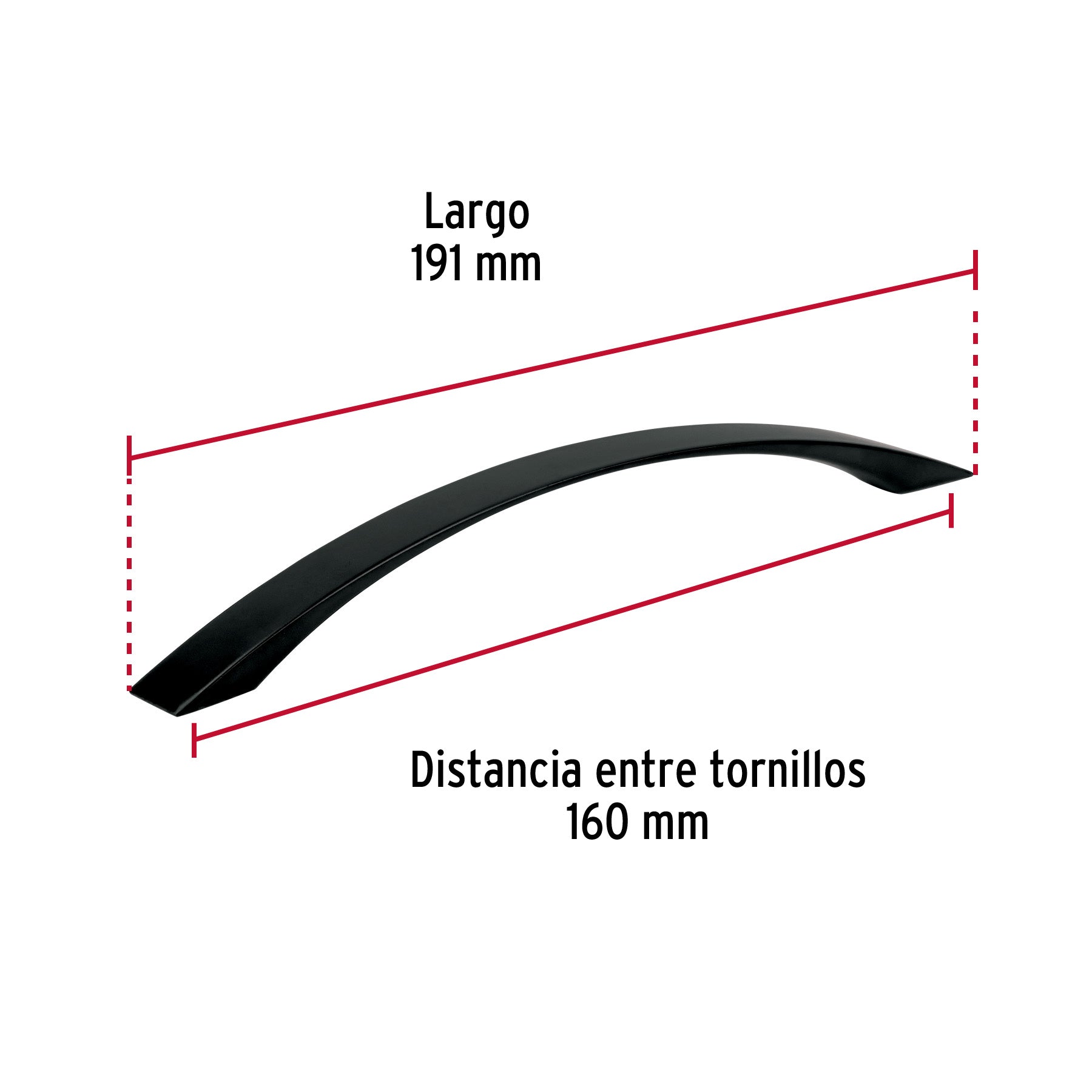 Jaladera de 160mm, línea Moderna, negro, HERMEX