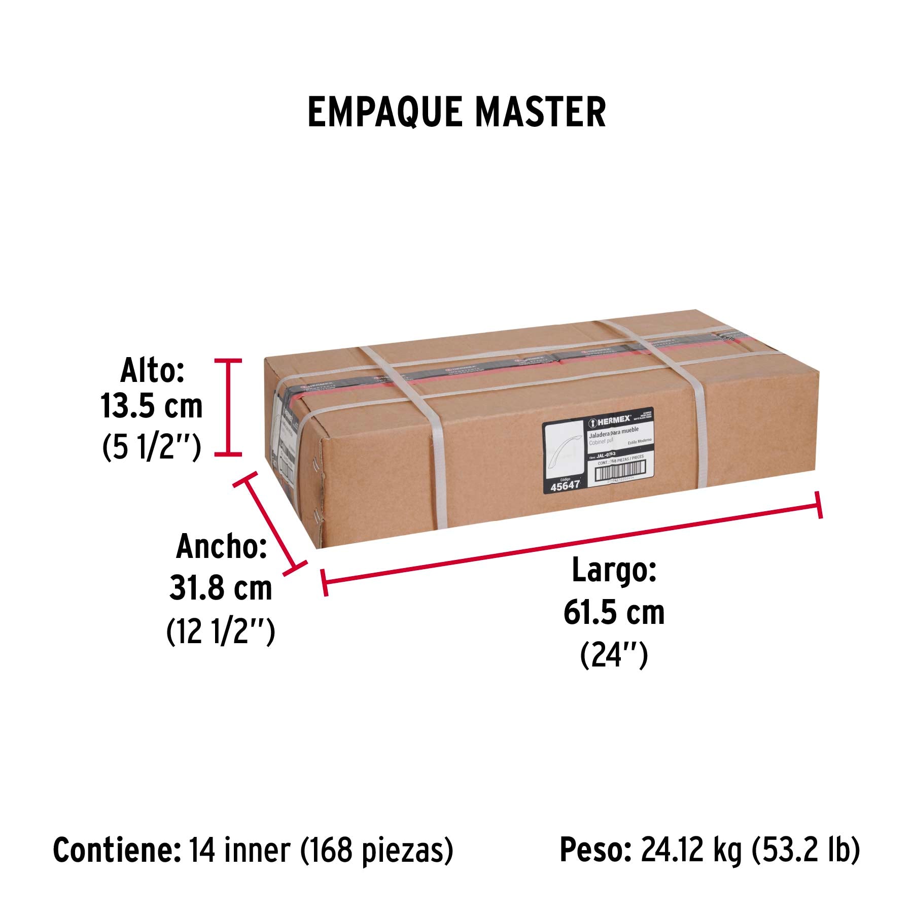 Jaladera de 224mm, línea Moderna, negro, HERMEX - Empaque