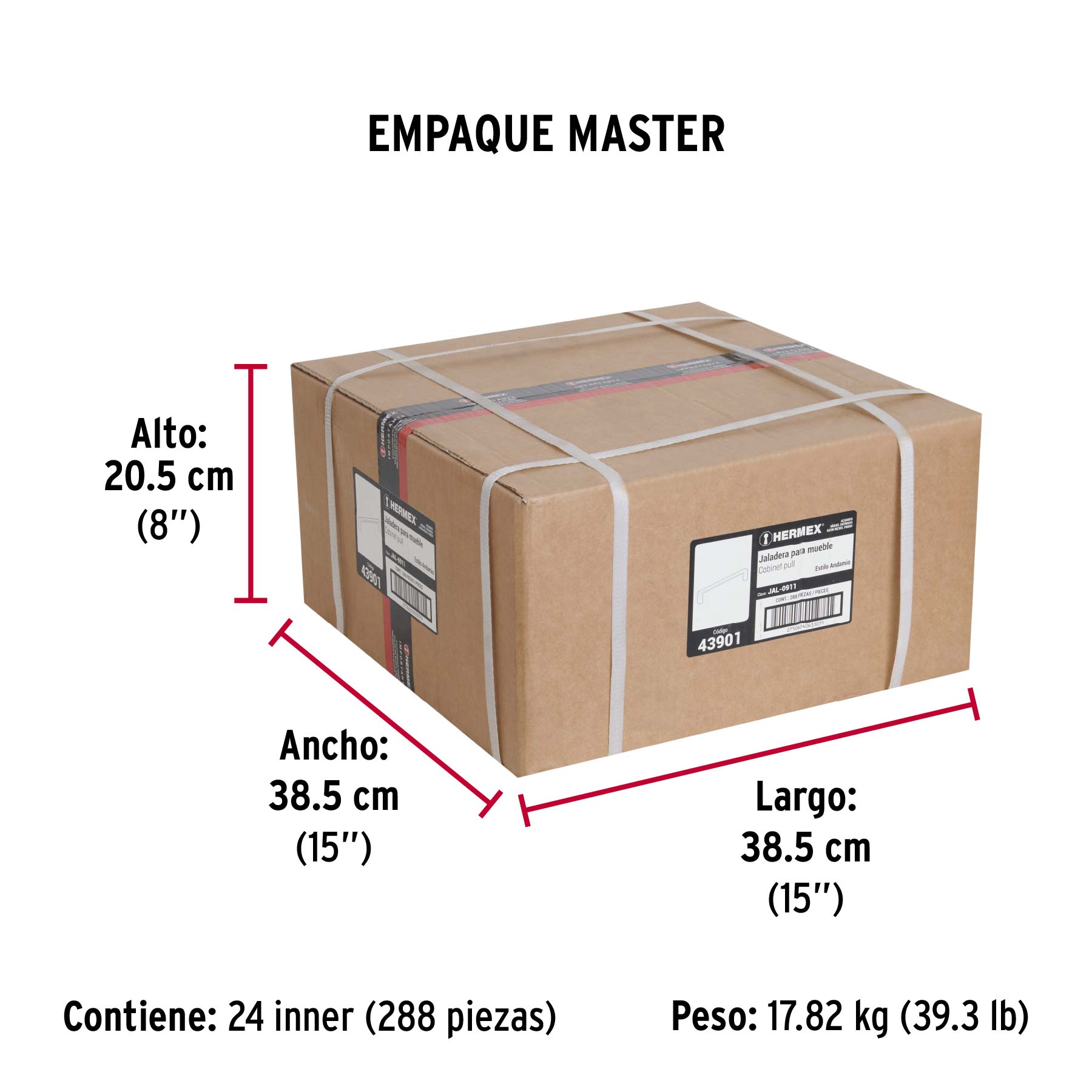 Jaladera de 96mm, línea Andamio, níquel, HERMEX - Empaque