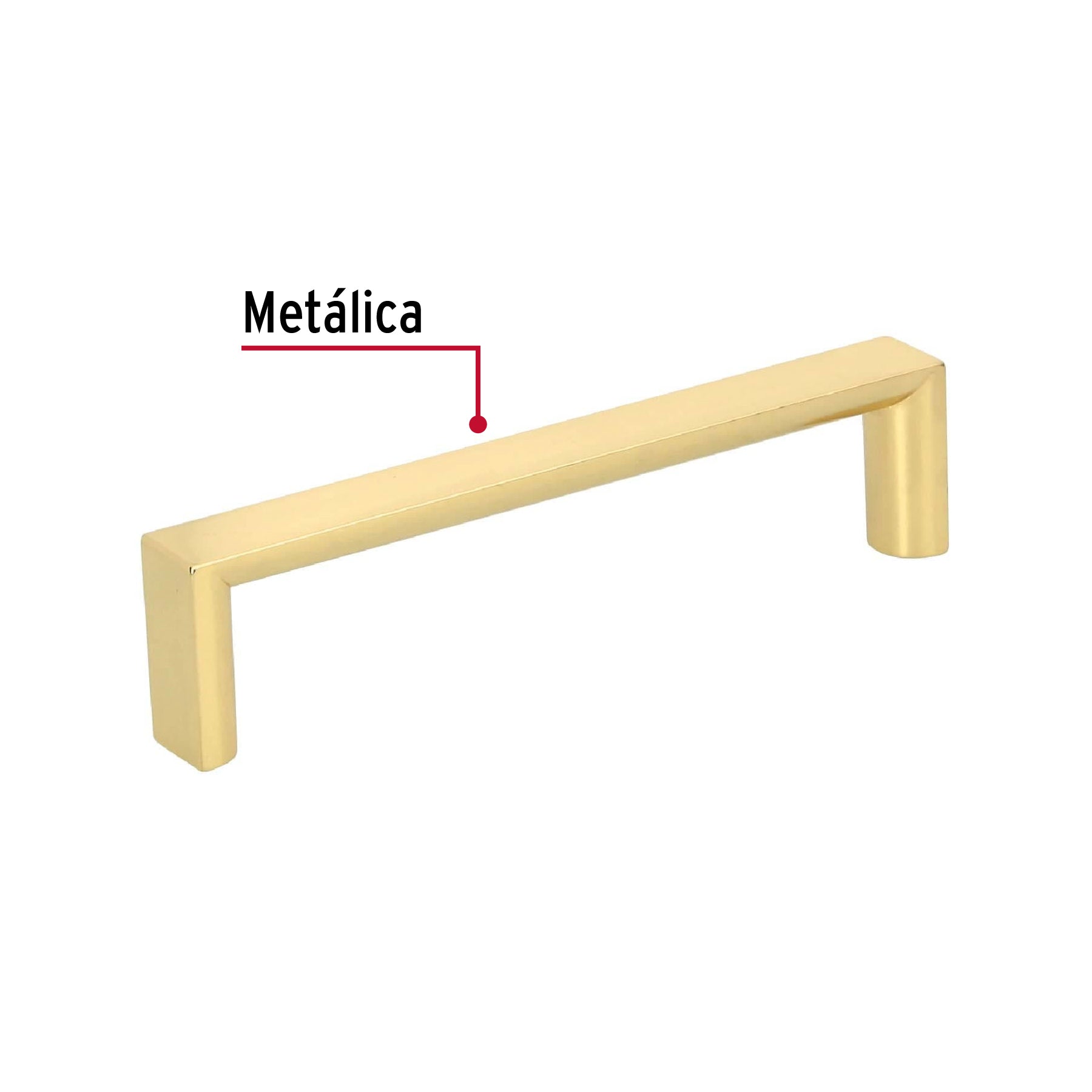 Jaladera de 96mm, línea Andamio, latón brillante, HERMEX