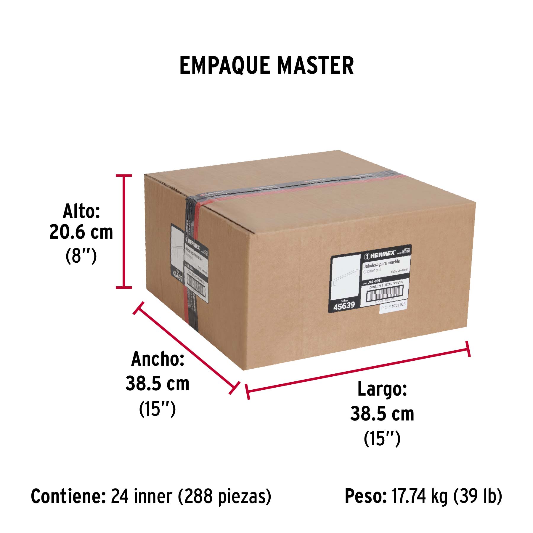Jaladera de 96mm, línea Andamio, negro, HERMEX - Empaque