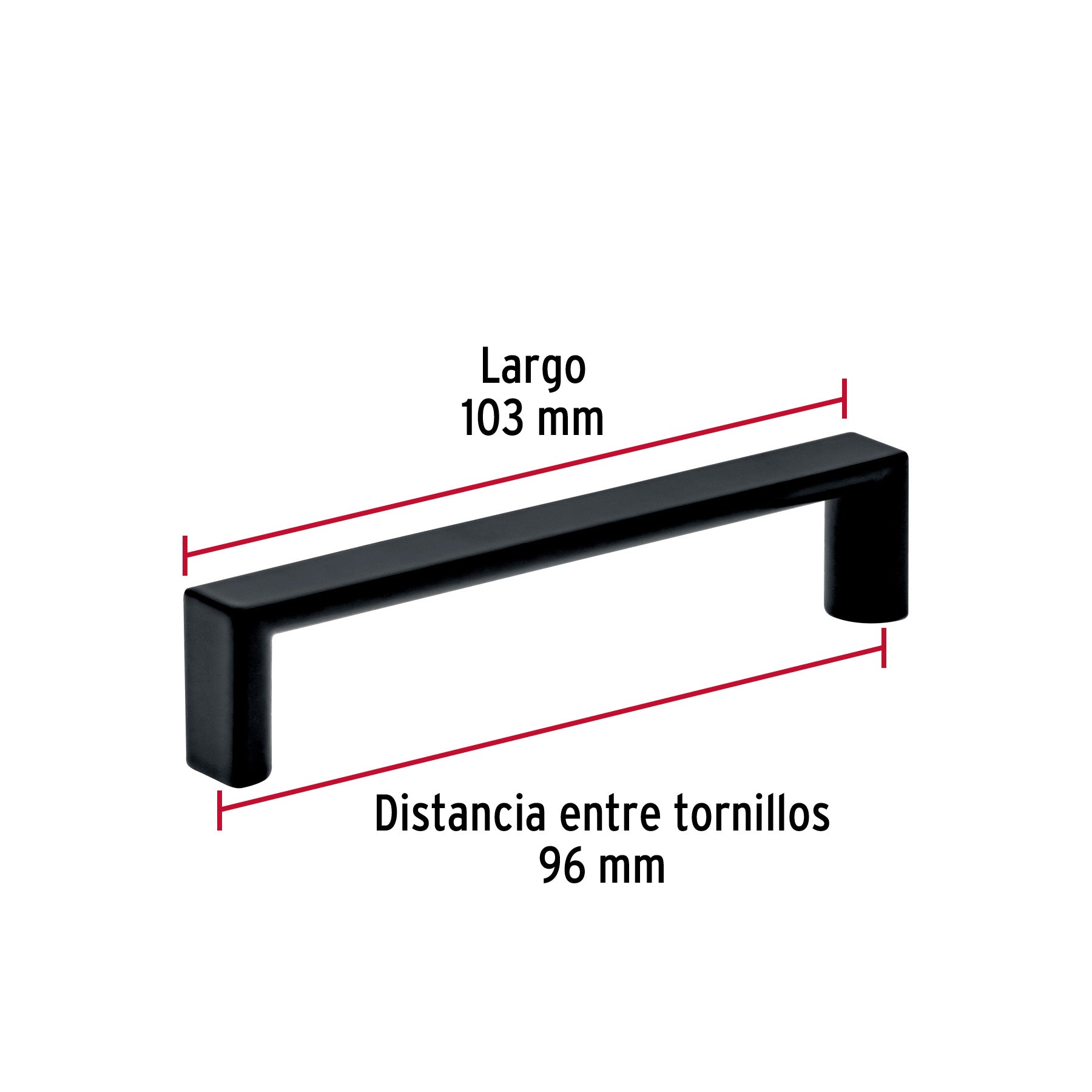 Jaladera de 96mm, línea Andamio, negro, HERMEX