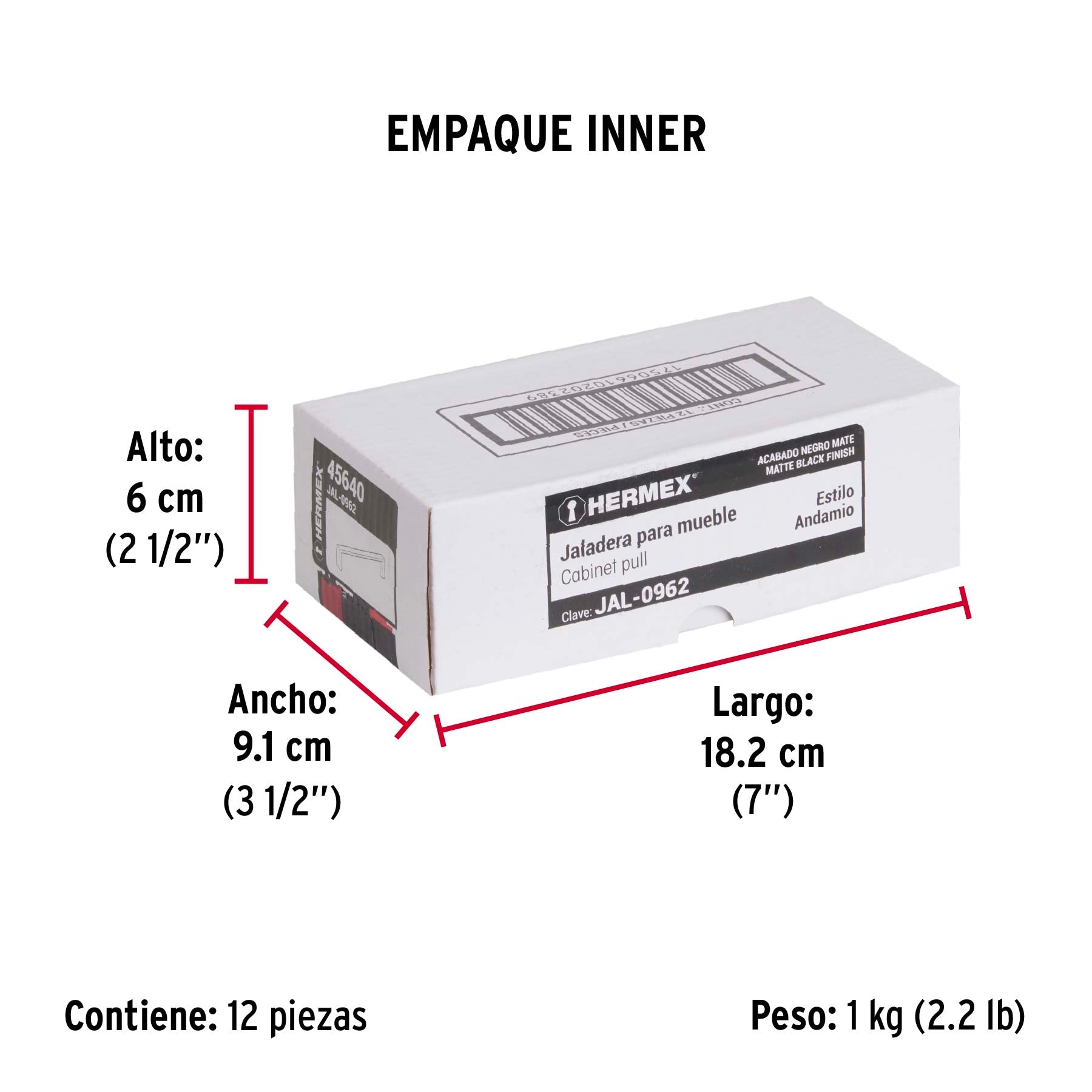 Jaladera de 128mm, línea Andamio, negro, HERMEX - Empaque