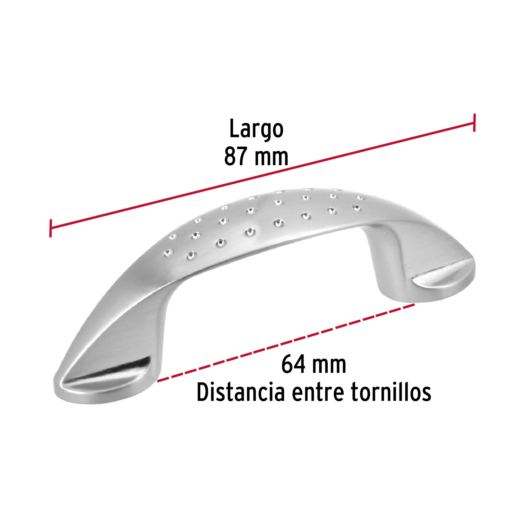 Jaladera de 64mm, línea Elipse, níquel, HERMEX