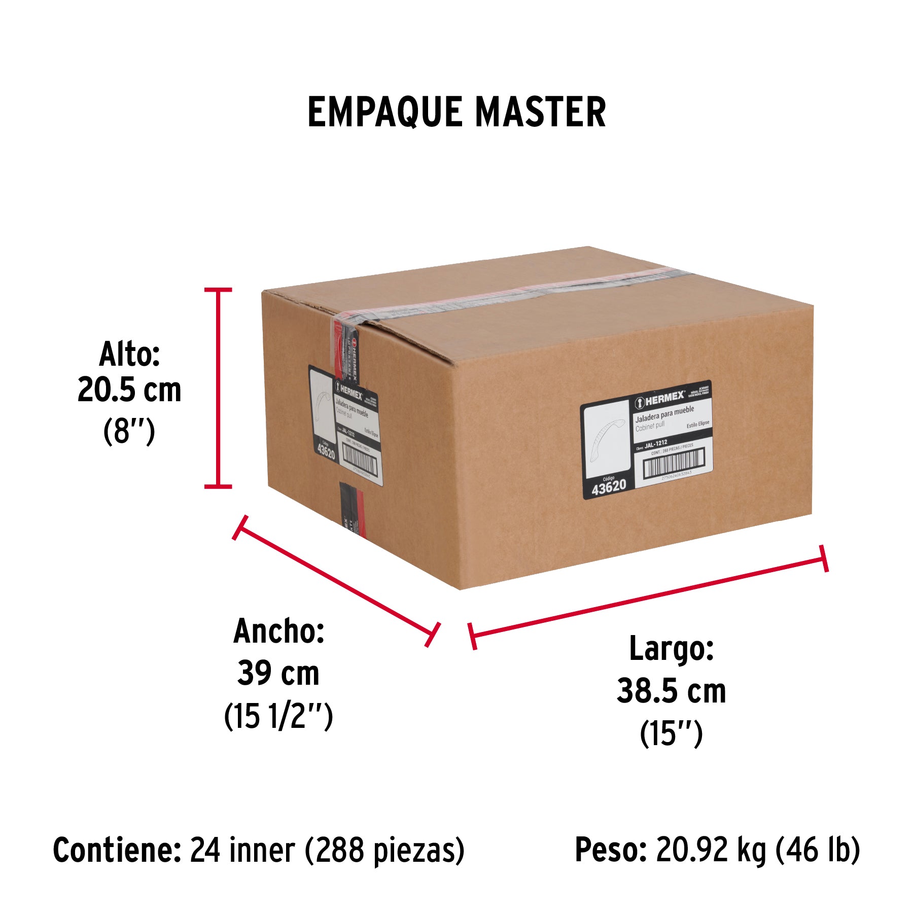 Jaladera de 96mm, línea Elipse, níquel, HERMEX - Empaque
