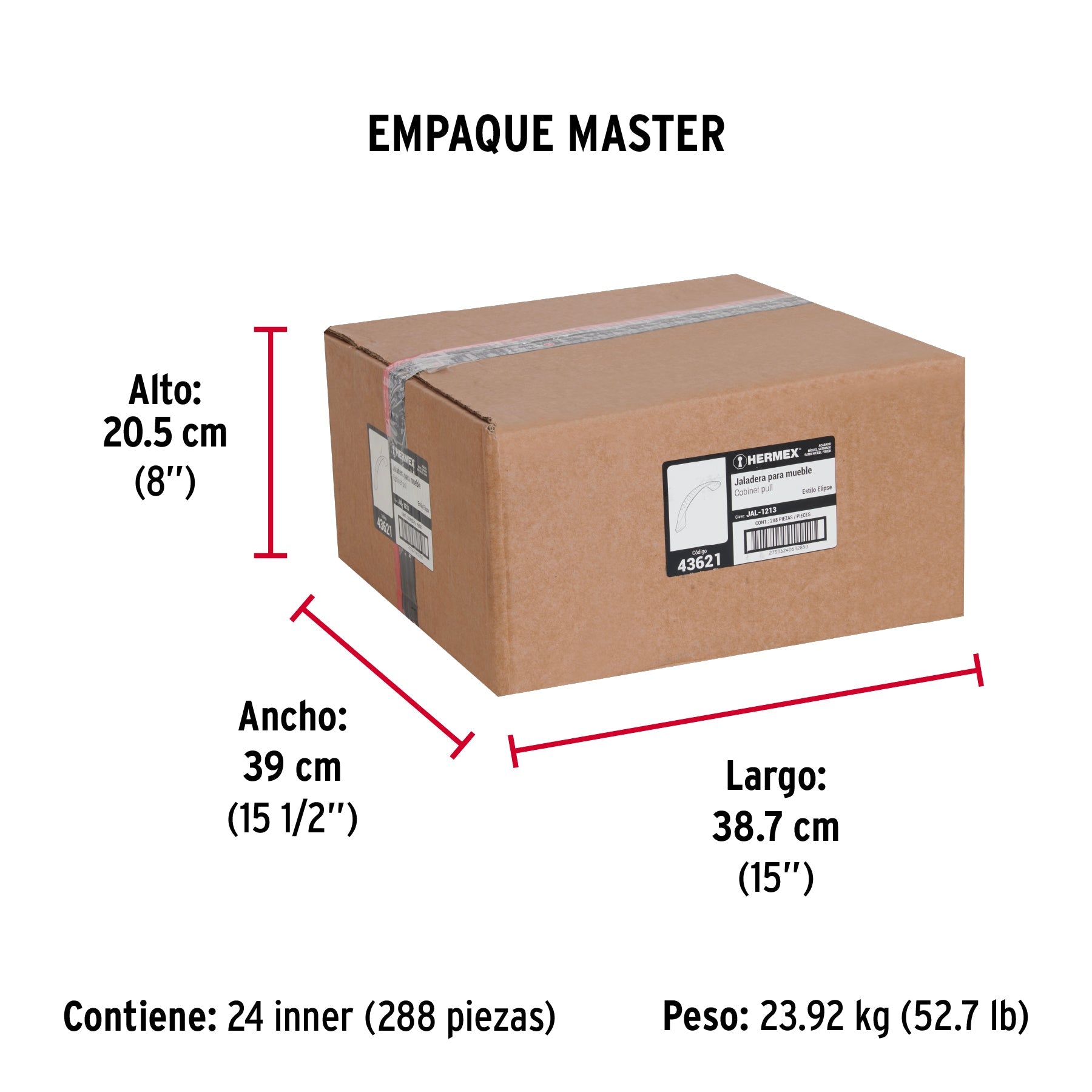 Jaladera de 128mm, línea Elipse, níquel, HERMEX - Empaque