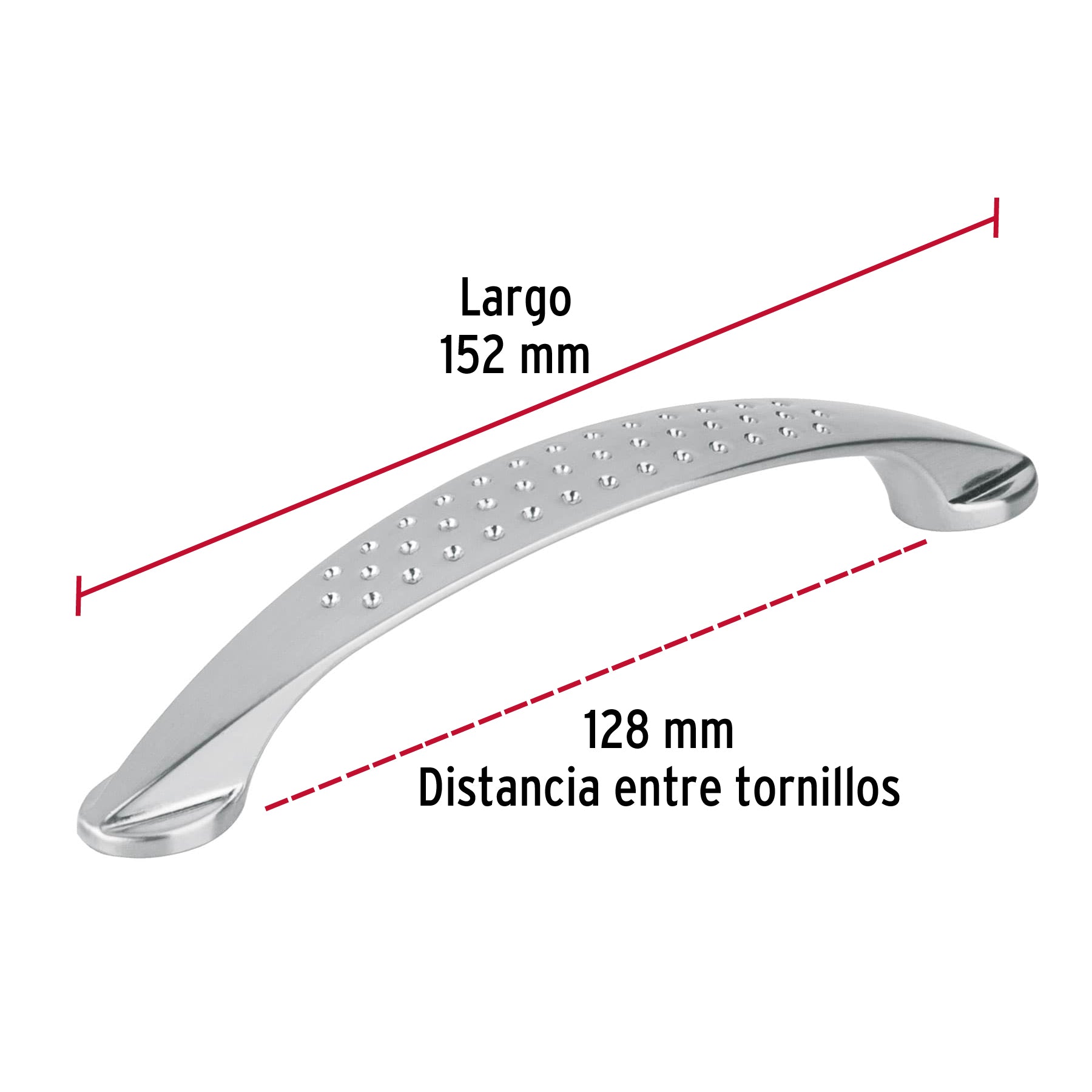 Jaladera de 128mm, línea Elipse, níquel, HERMEX