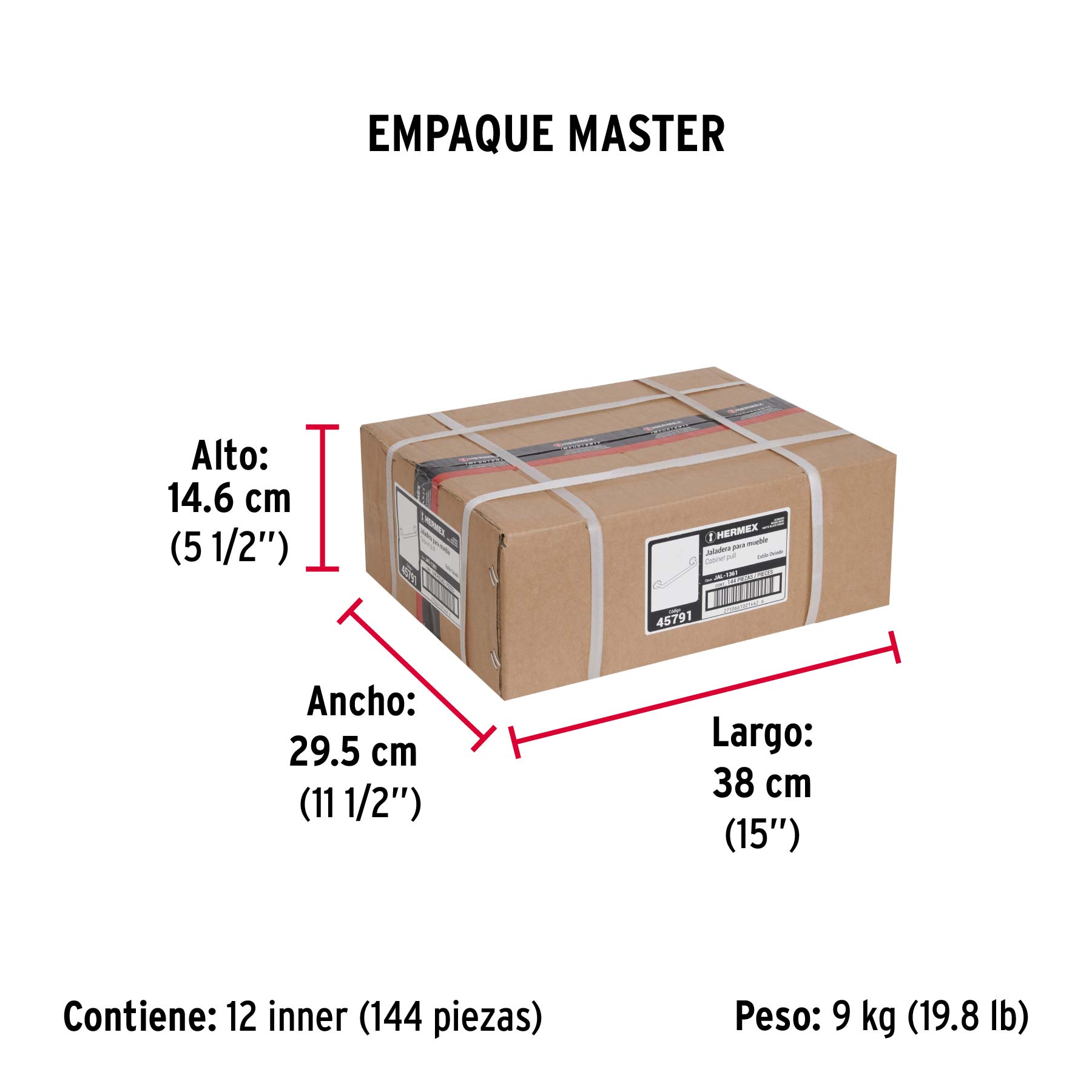Jaladera de 96mm, línea Oviedo, negro, HERMEX - Empaque
