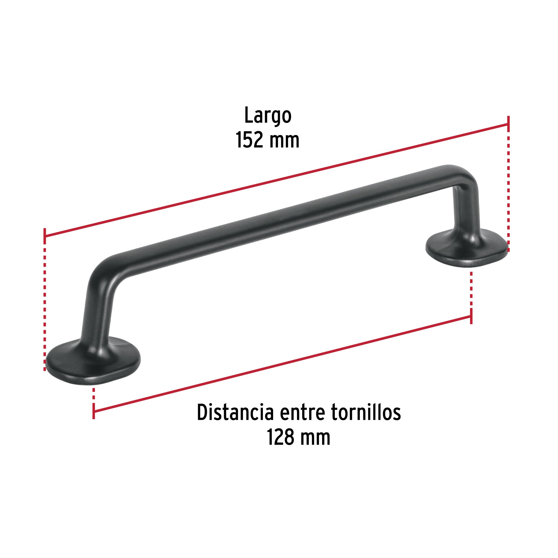 Jaladera de 128mm, línea Oviedo, negro, HERMEX