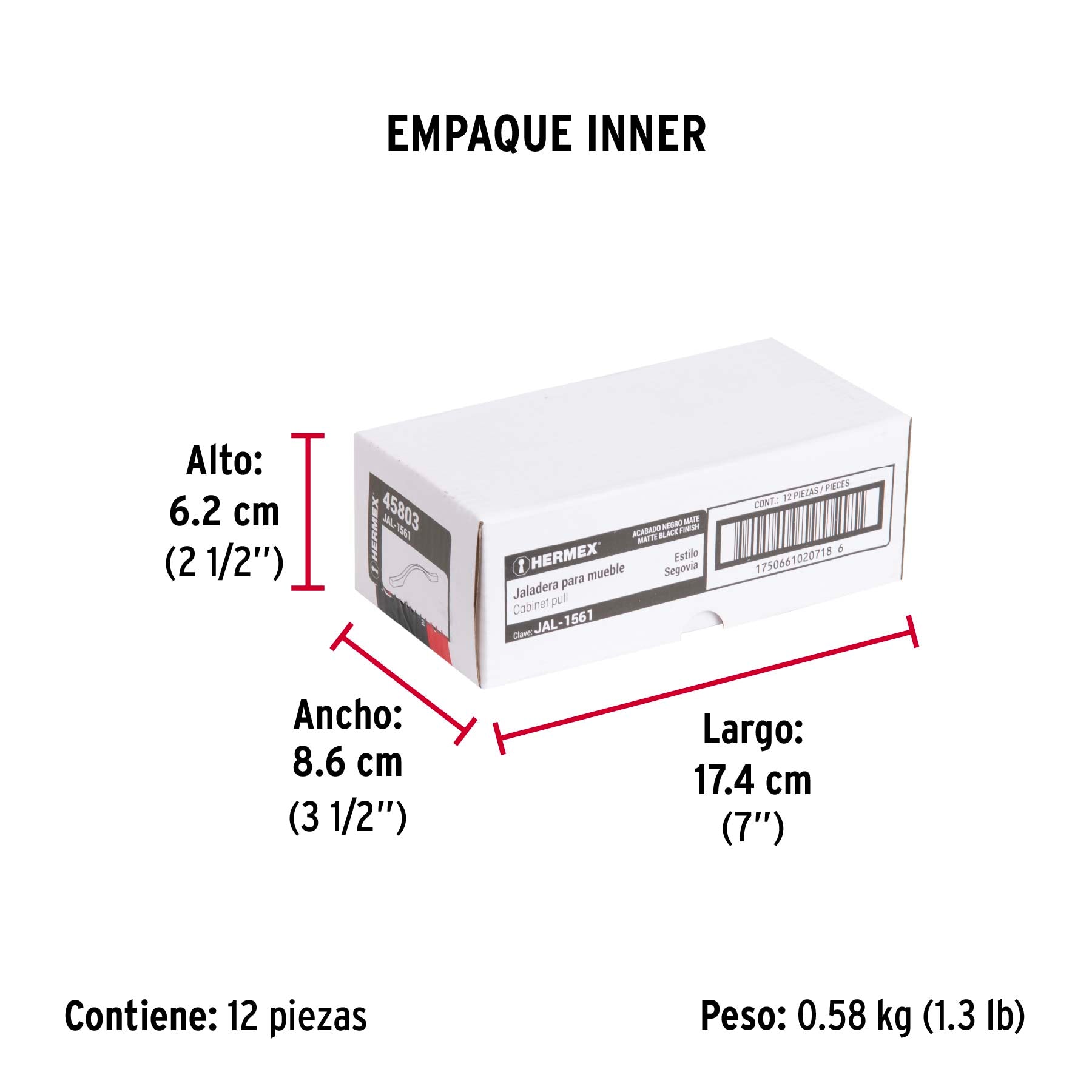 Jaladera de 96mm, línea Segovia, negro, HERMEX - Empaque