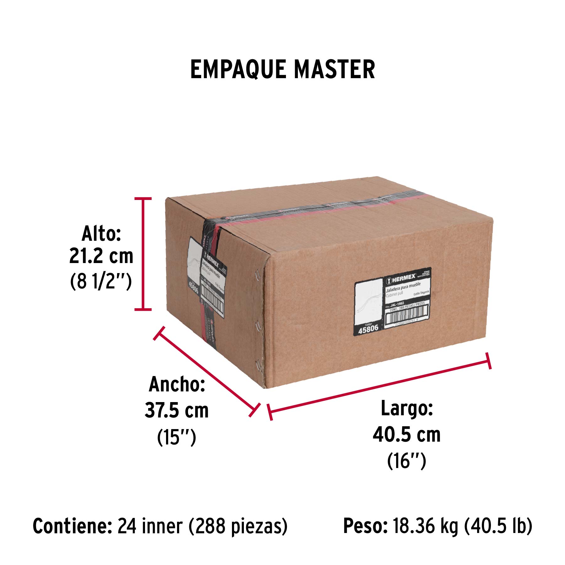 Jaladera de 128mm, línea Segovia, negro, HERMEX - Empaque