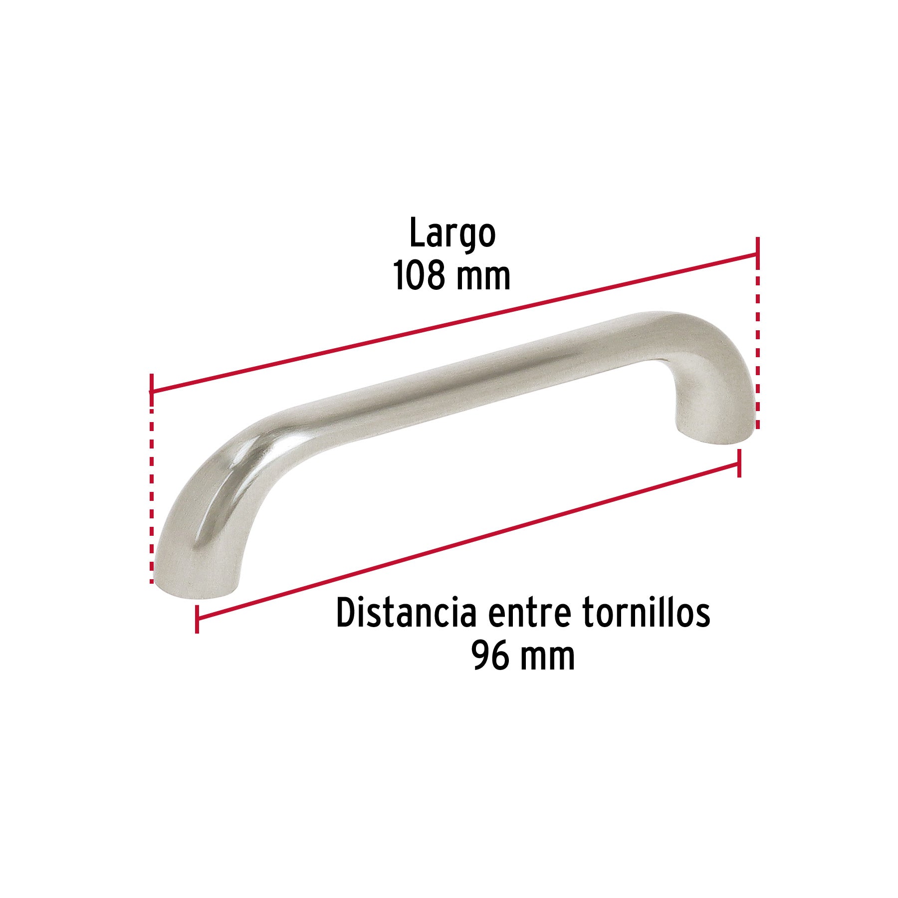 Jaladera de 96mm, línea Cádiz, níquel, HERMEX