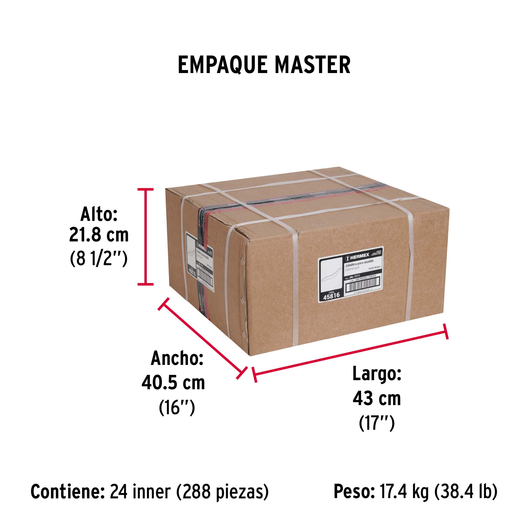 Jaladera de 96mm, línea Burgos, níquel, HERMEX - Empaque