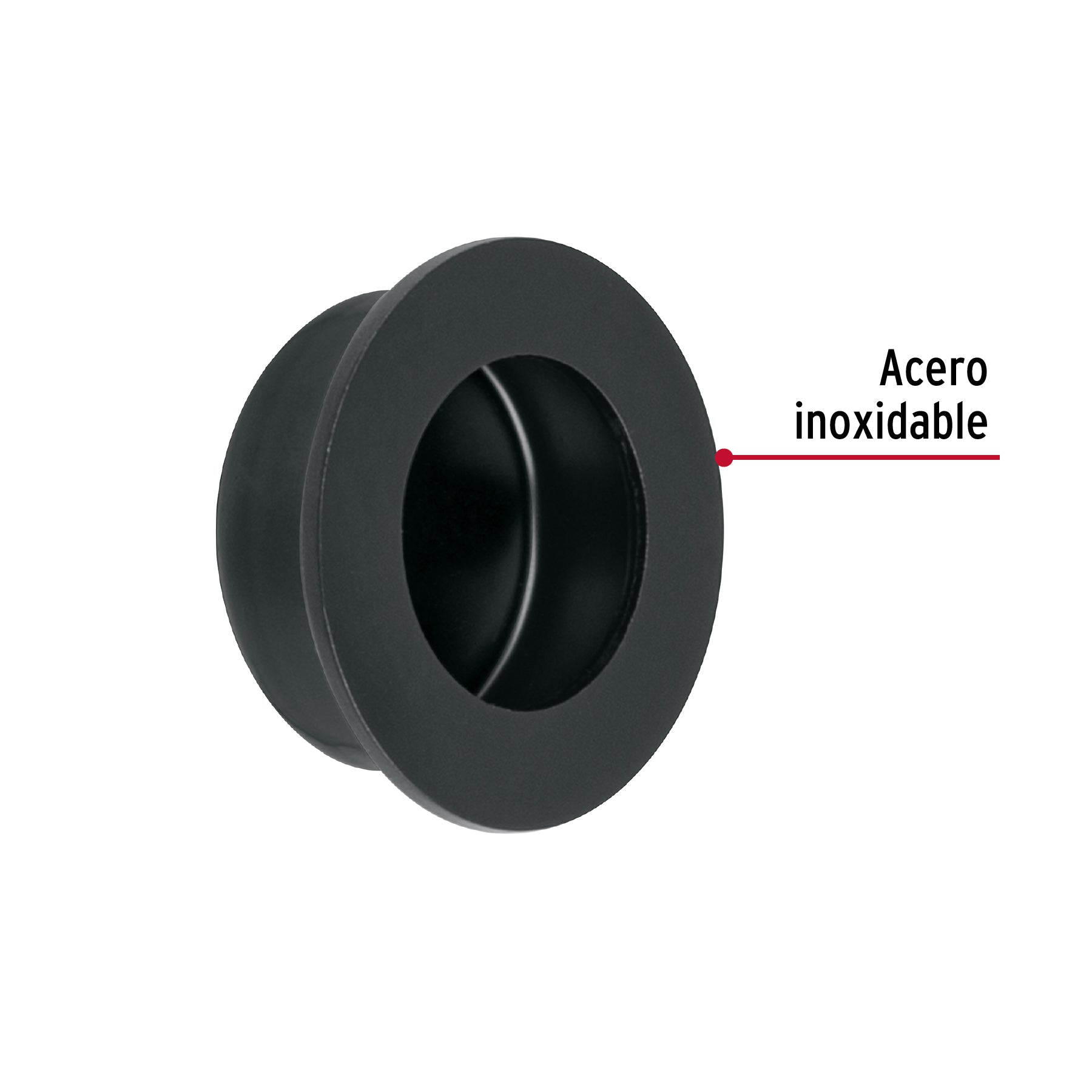 Jaladera de embutir circular No. 2 acabado negro