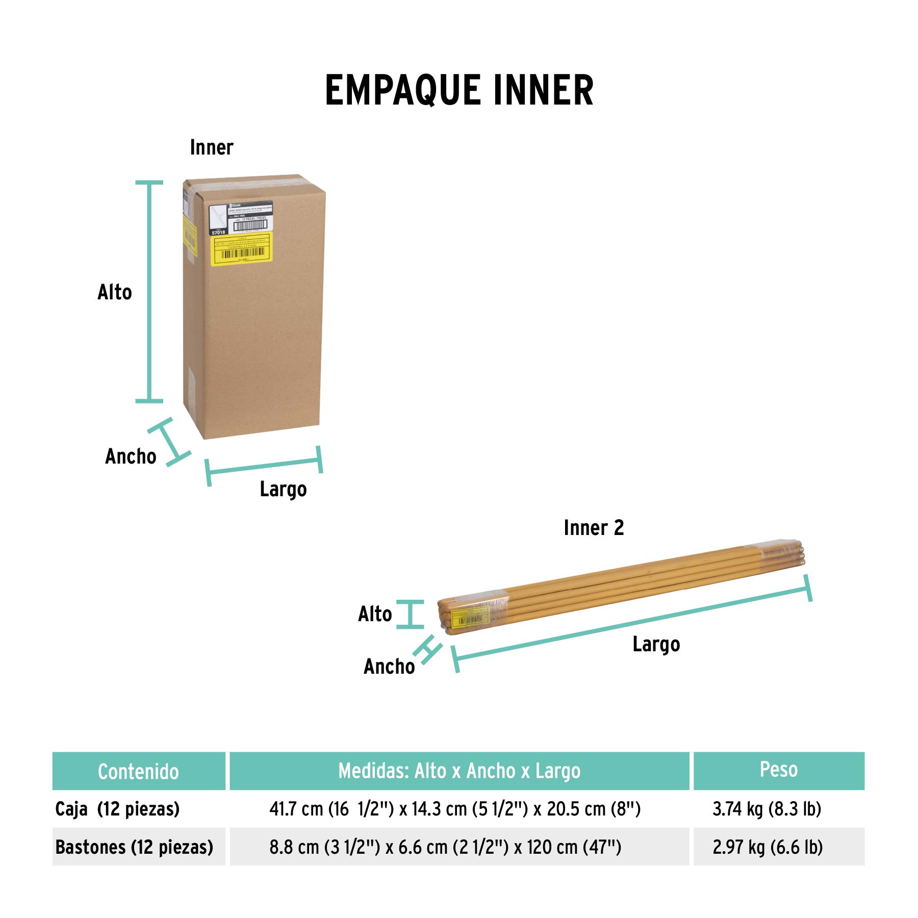 Jalador base acero galvanizado de 40cm, con bastón de madera - Empaque