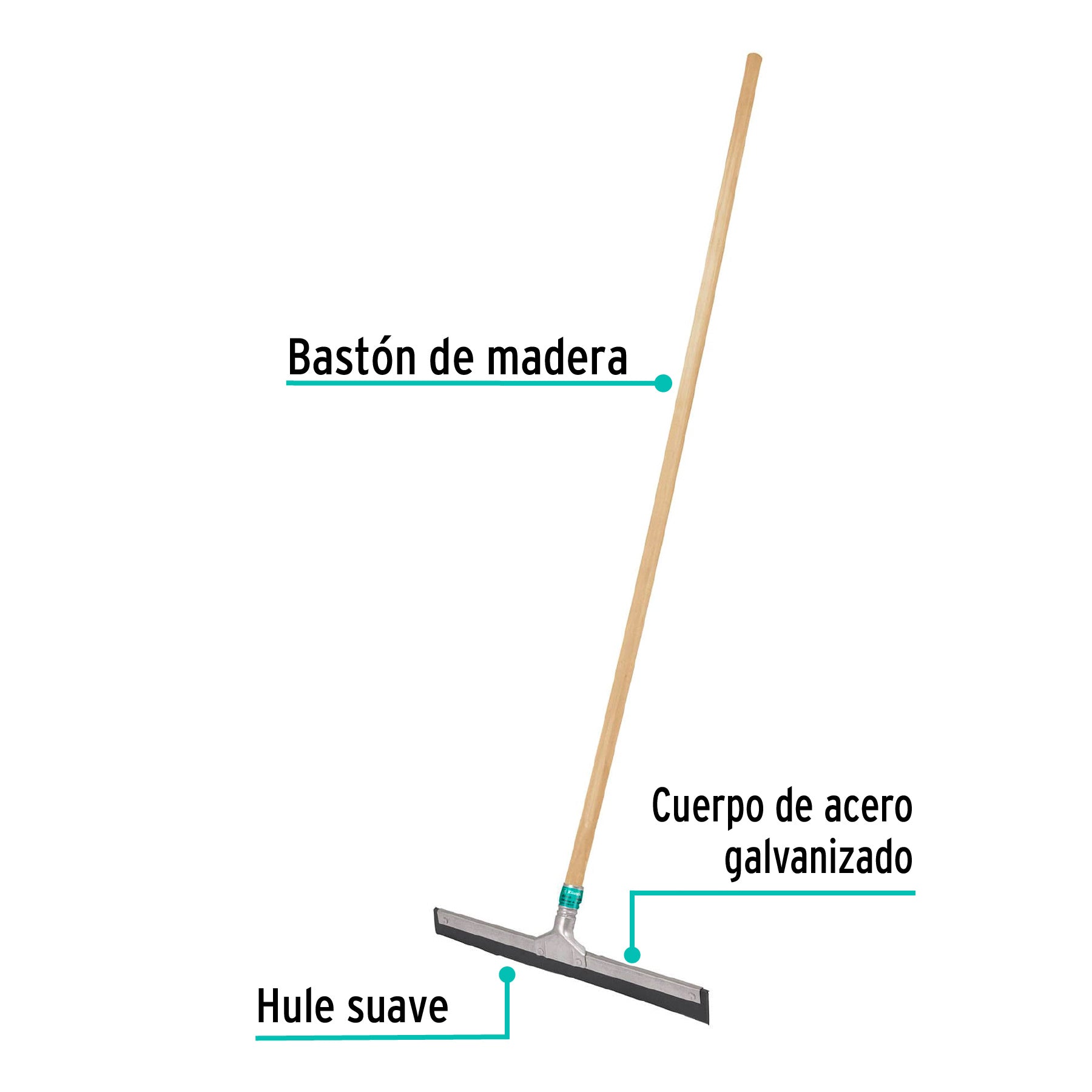 Jalador base acero galvanizado de 40cm, con bastón de madera