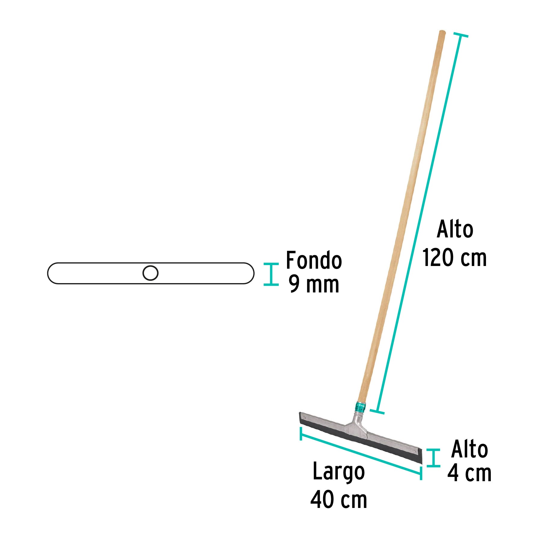 Jalador base acero galvanizado de 40cm, con bastón de madera