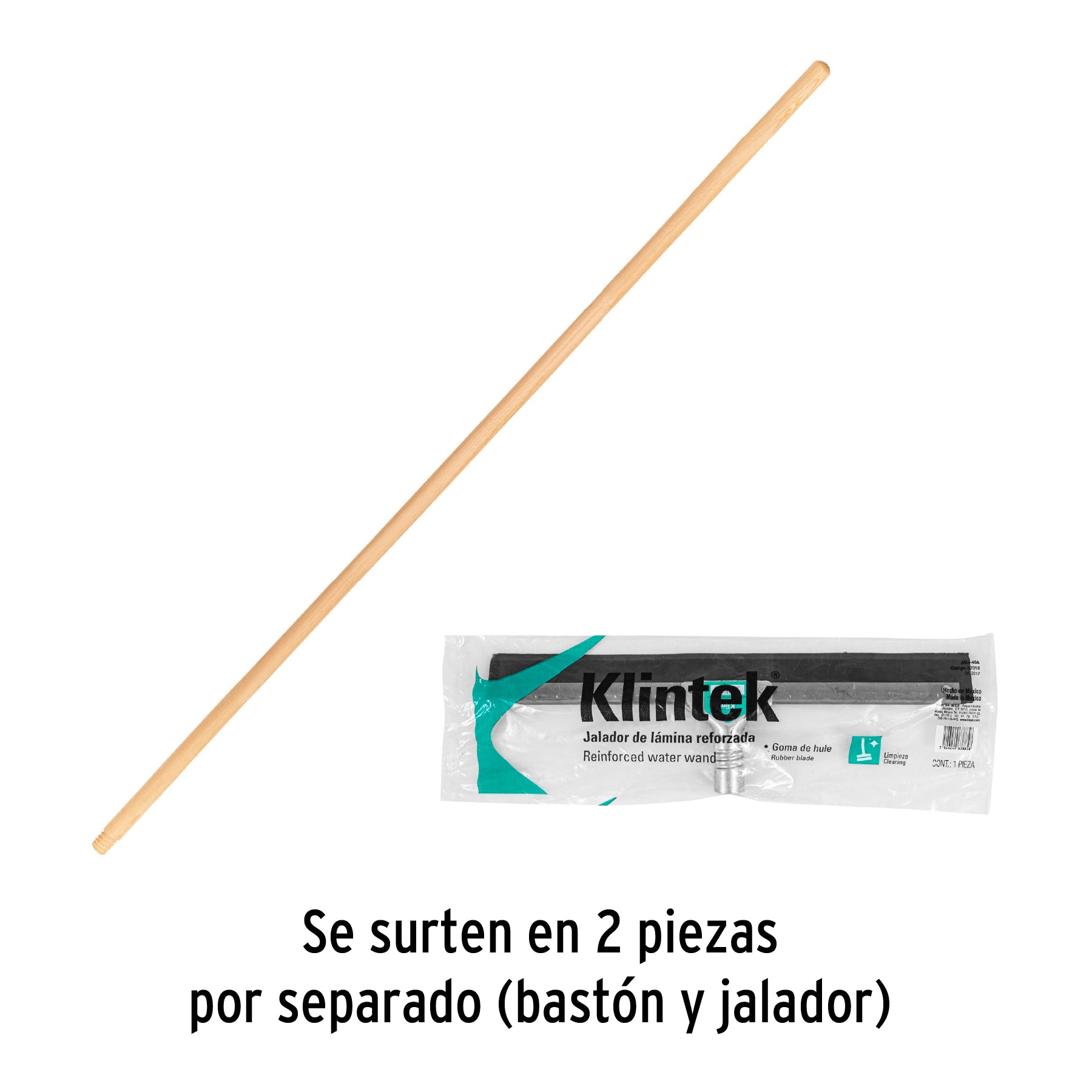 Jalador base acero galvanizado de 40cm, con bastón de madera