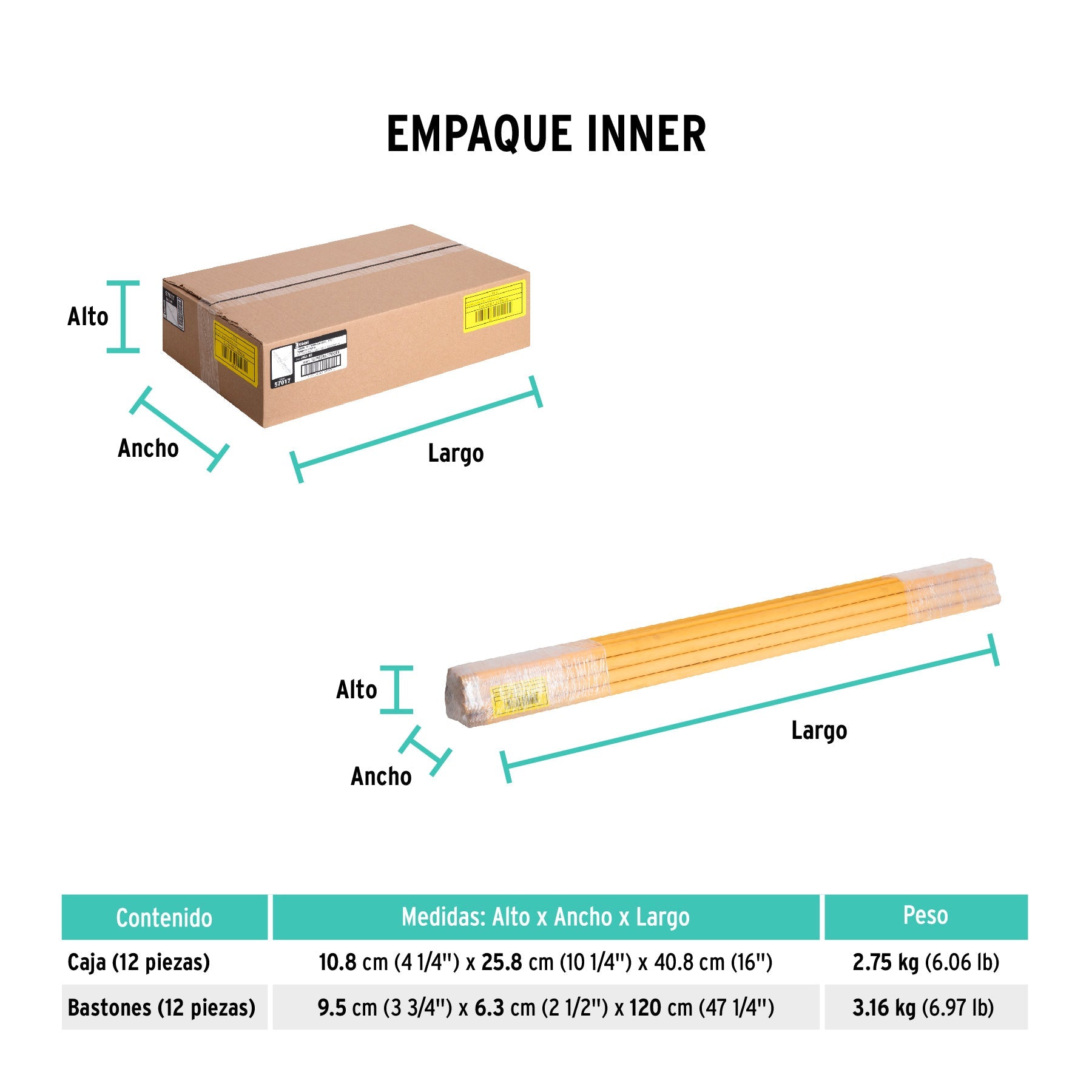 Jalador base plástico de 40 cm, con bastón de madera - Empaque