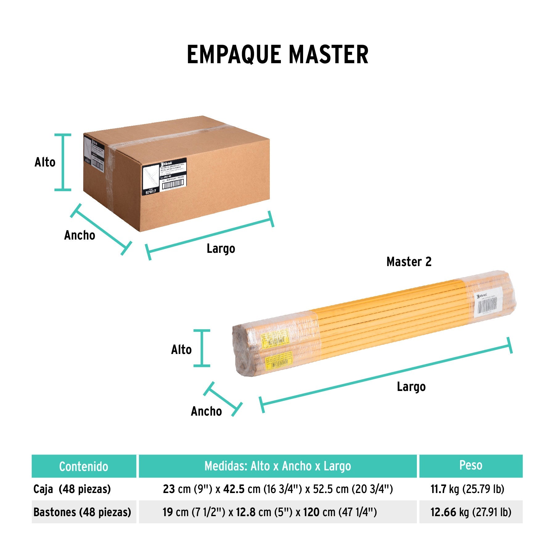 Jalador base plástico de 40 cm, con bastón de madera - Empaque