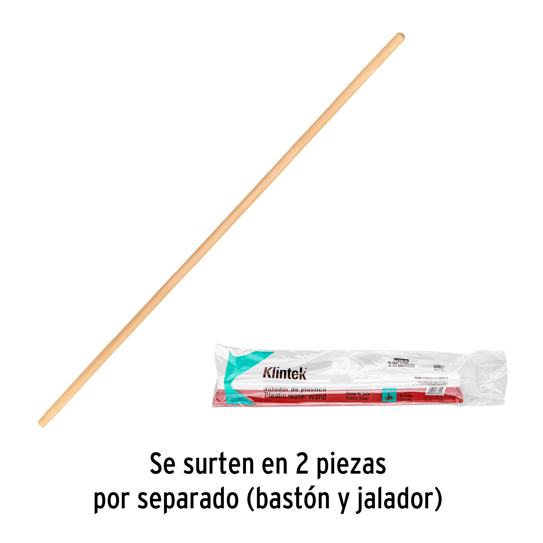 Jalador base plástico de 40 cm, con bastón de madera