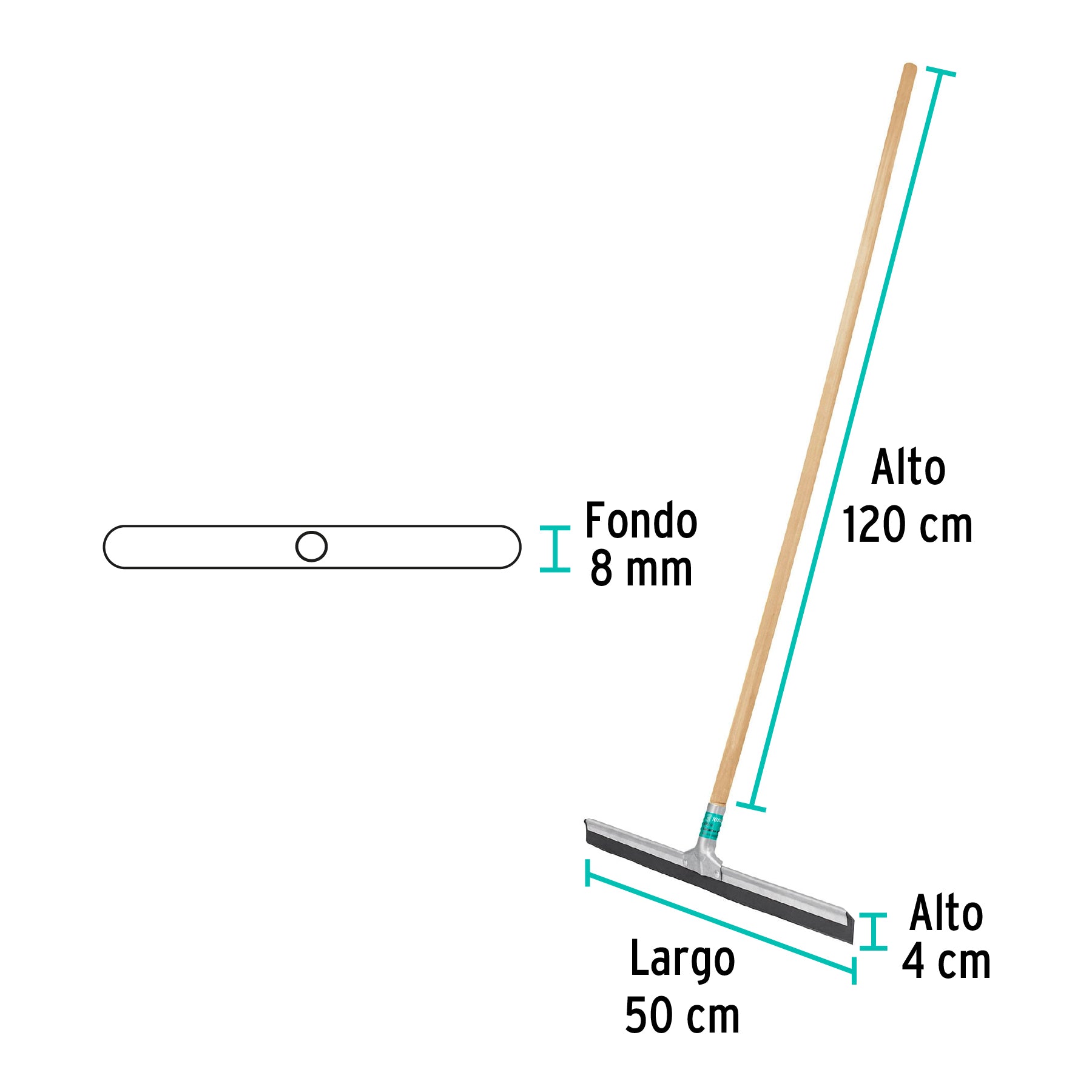 Jalador base acero galvanizado de 50cm, con bastón de madera
