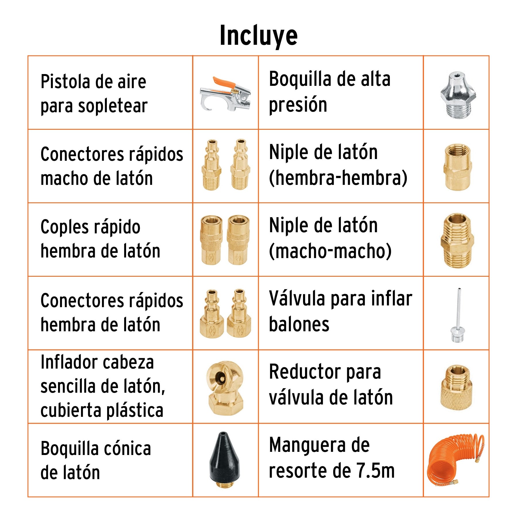 Juego de 15 accesorios neumáticos, cuerda 1/4" NPT, TRUPER