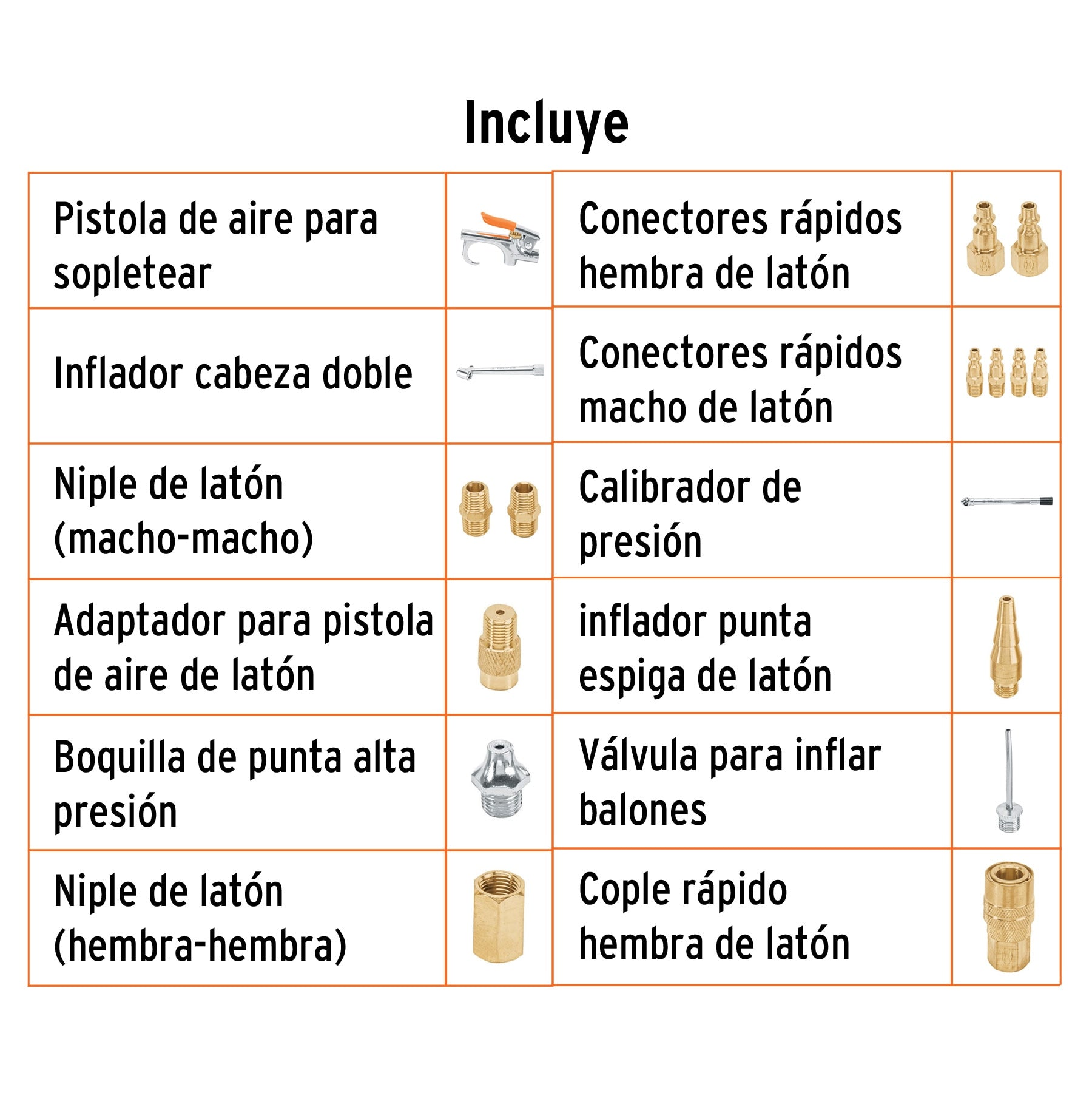 Juego de 17 accesorios neumáticos, cuerda 1/4" NPT, TRUPER