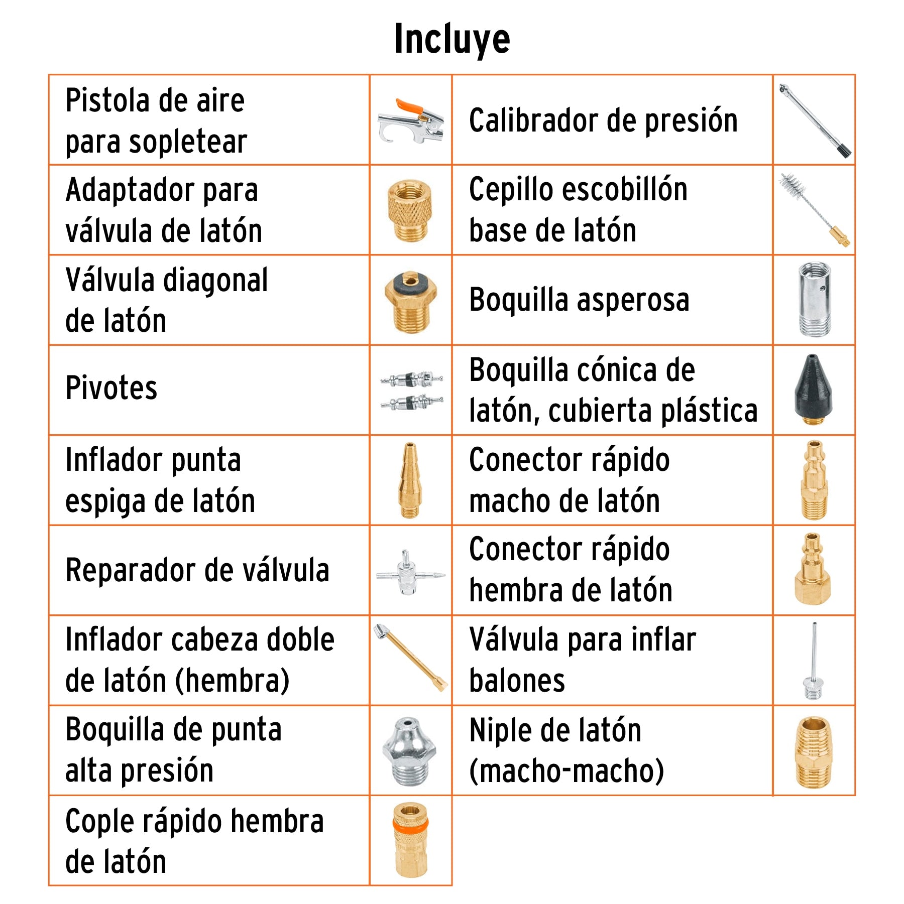 Juego de 18 accesorios neumáticos, cuerda 1/4" NPT, TRUPER