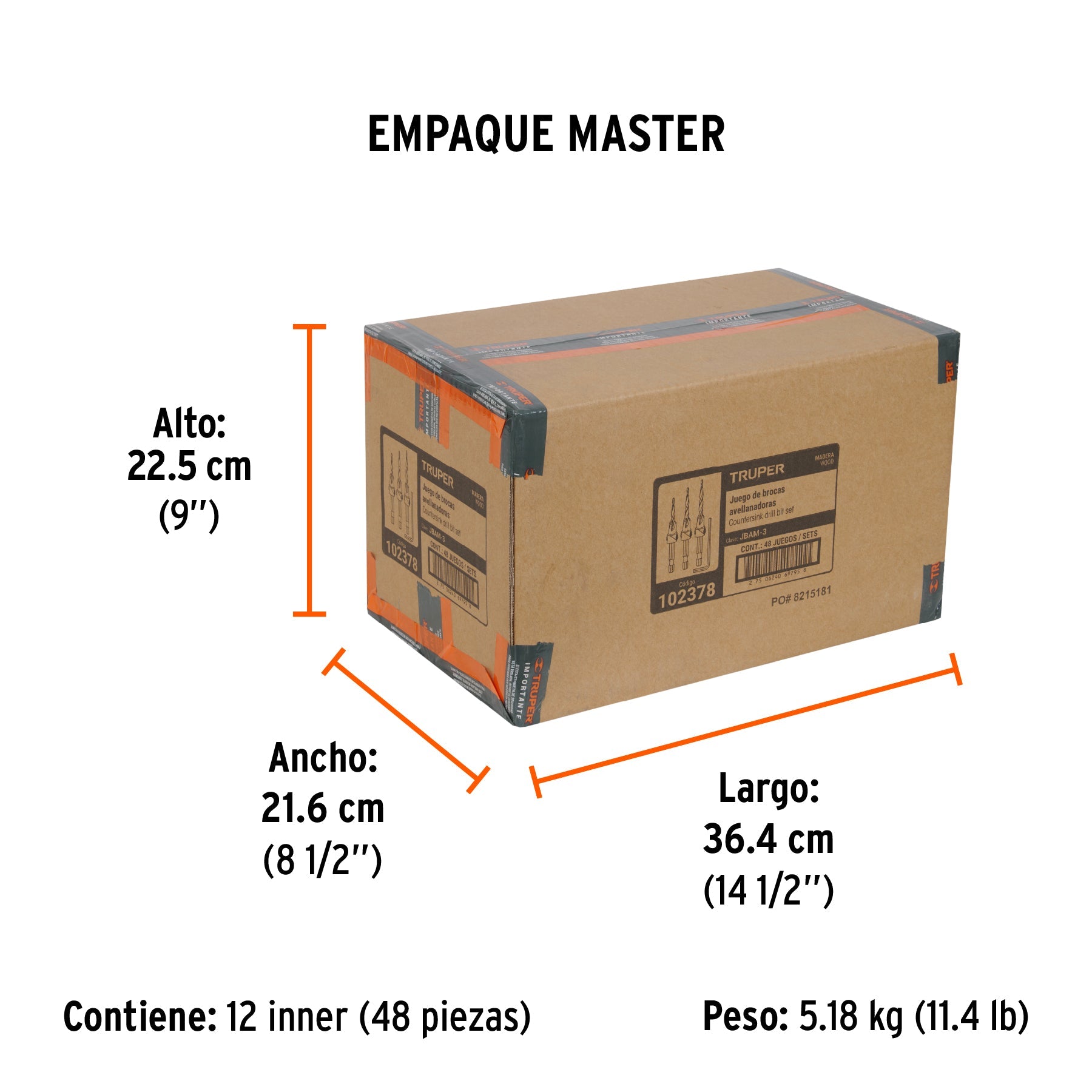 Juego de 3 brocas avellanadoras, TRUPER - Empaque