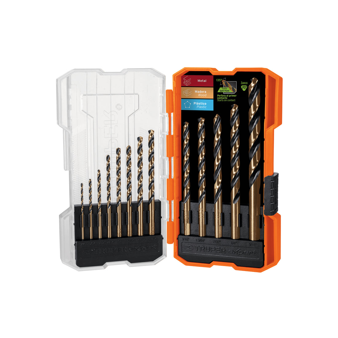 Juego de 13 brocas HSS para metal en estuche, TRUPER EXPERT