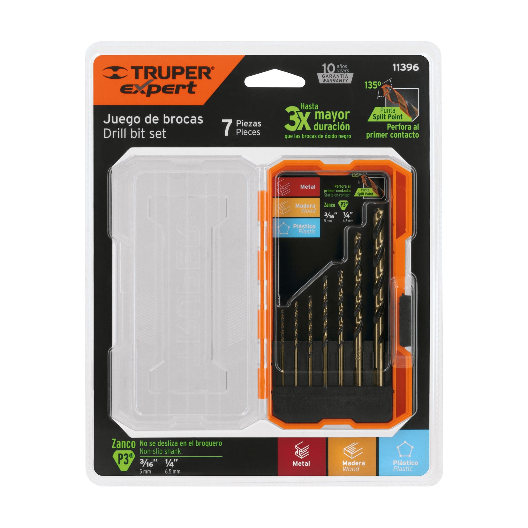 Juego de 7 brocas HSS para metal en estuche, TRUPER EXPERT