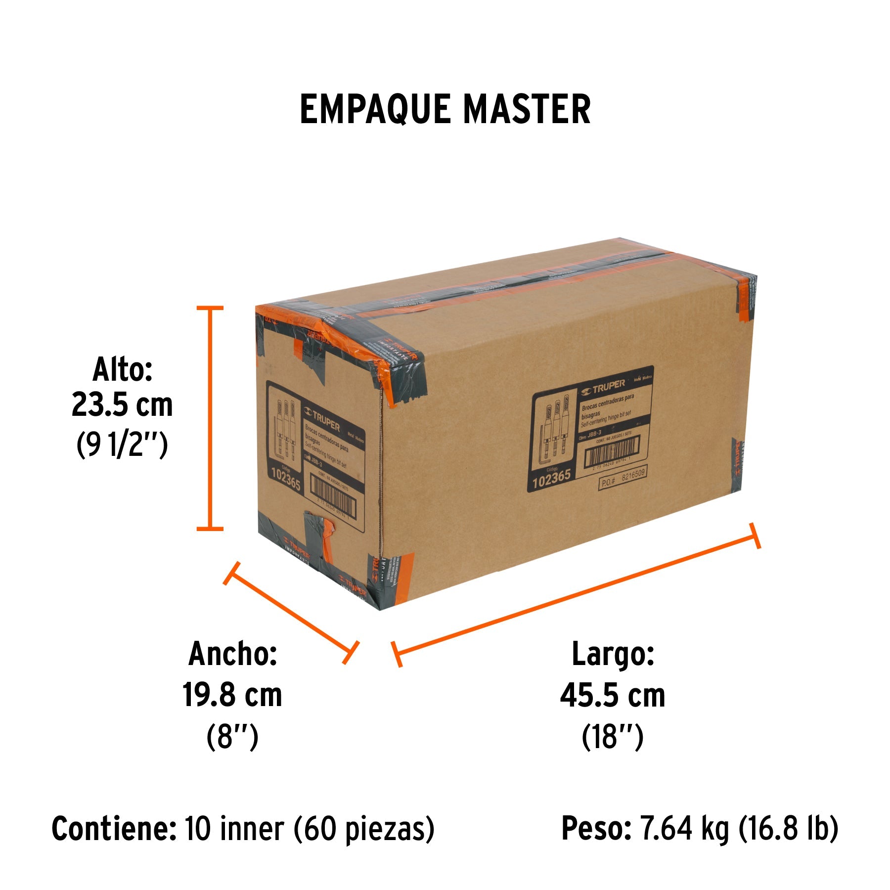 Juego de 3 brocas para bisagra, TRUPER - Empaque