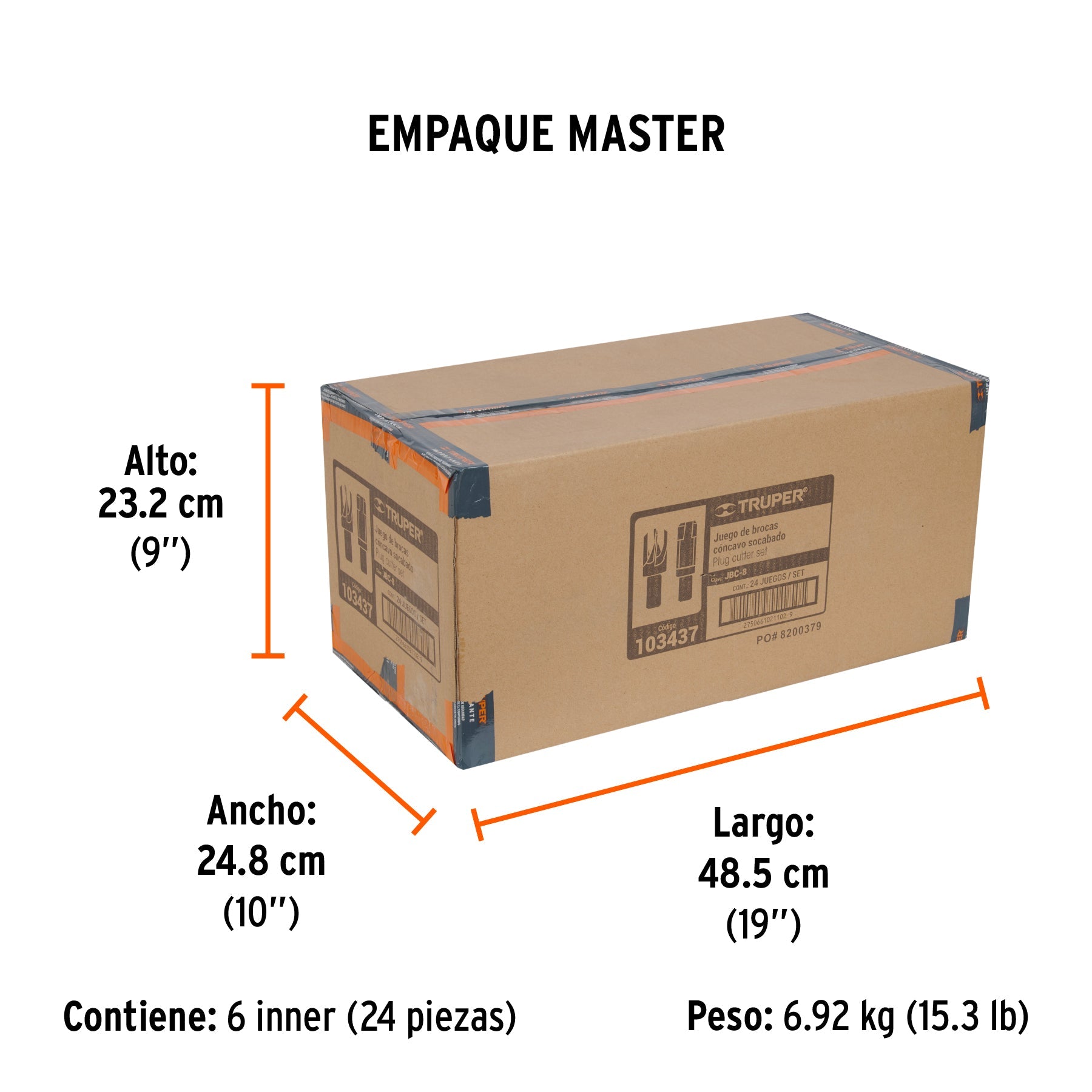 Juego de 8 brocas clavacote para madera, TRUPER - Empaque