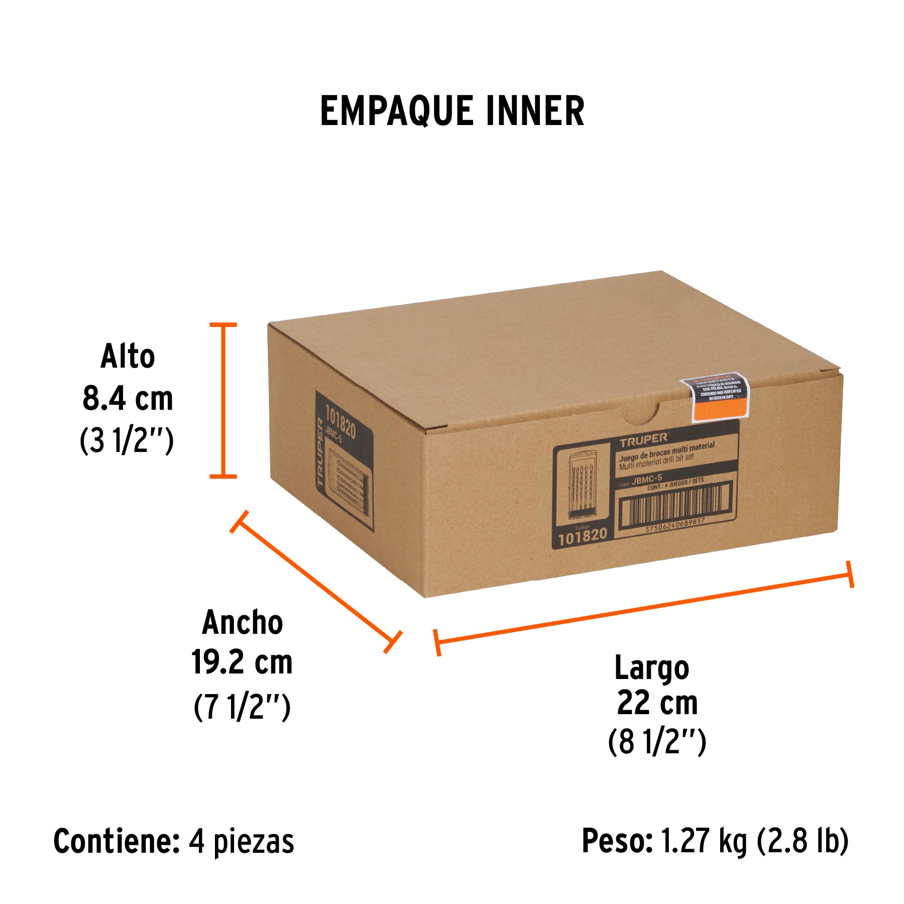 Juego de 5 brocas multimaterial, TRUPER - Empaque
