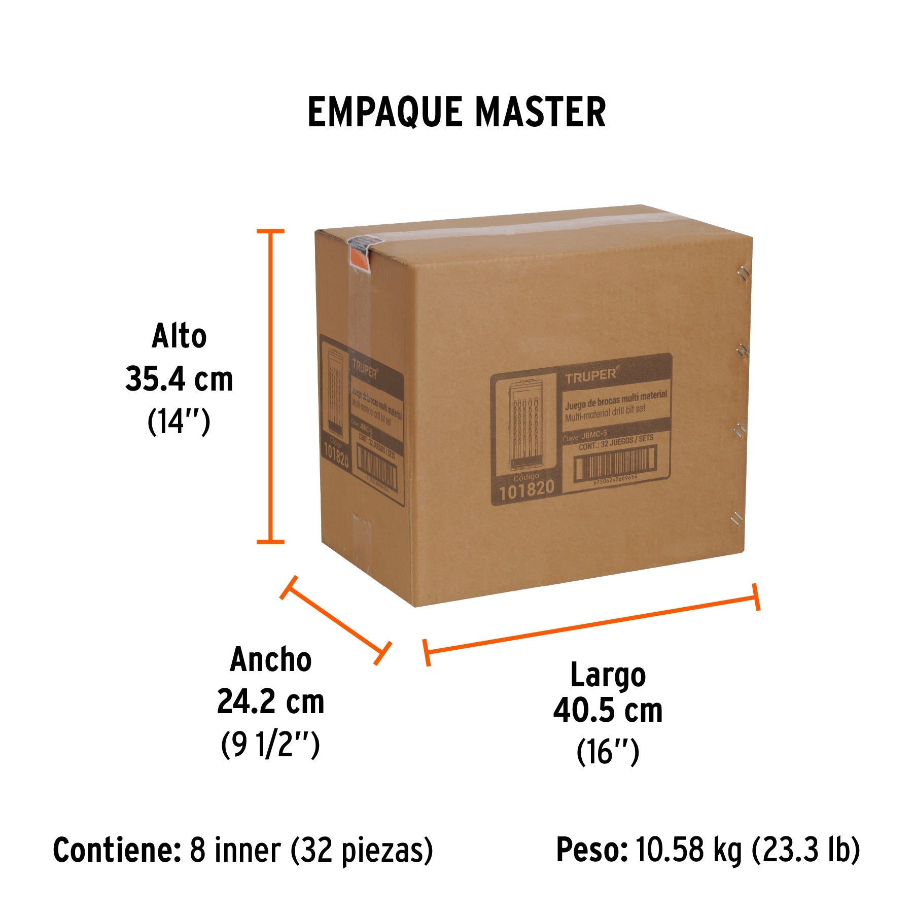Juego de 5 brocas multimaterial, TRUPER - Empaque