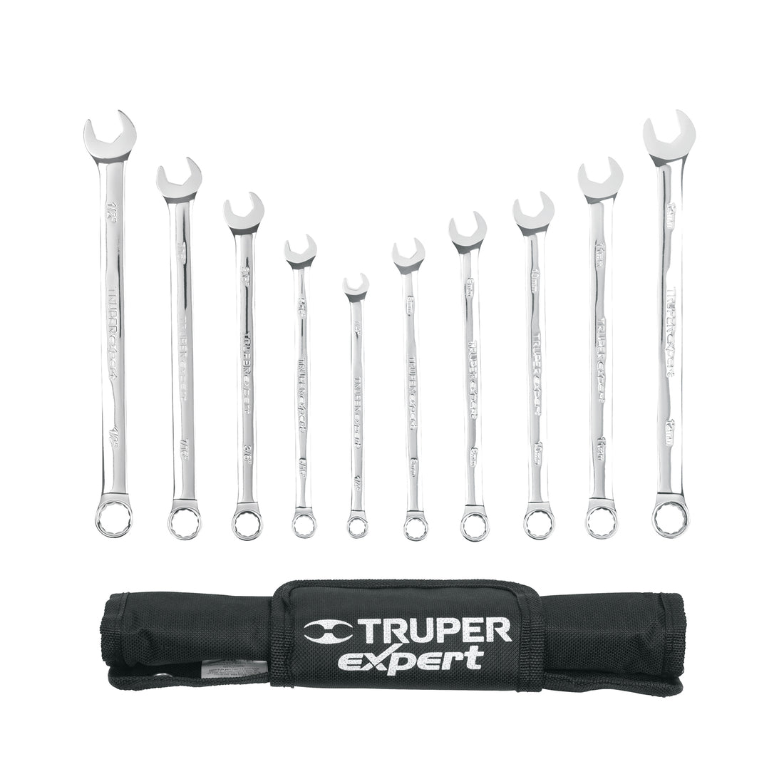Jgo 10 llaves combinadas extralargas pulidas std y mm,EXPERT