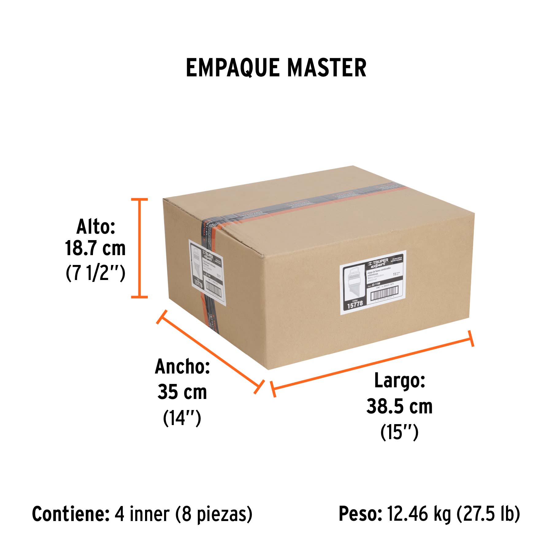 Juego de 11 llaves combinadas extralargas pulidas mm, EXPERT - Empaque
