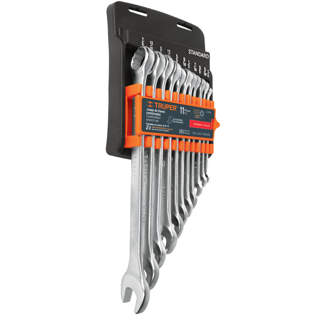 Juego de 11 llaves combinadas std granalladas, TRUPER