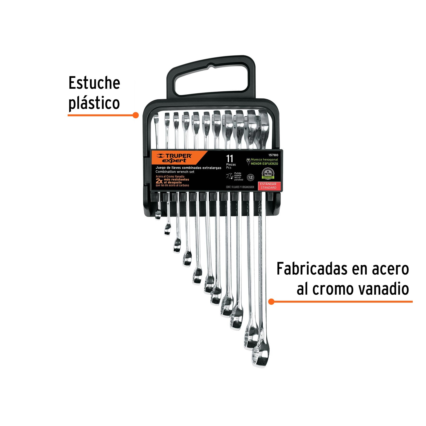 Juego de 11 llaves combinadas extralargas pulidas std,EXPERT
