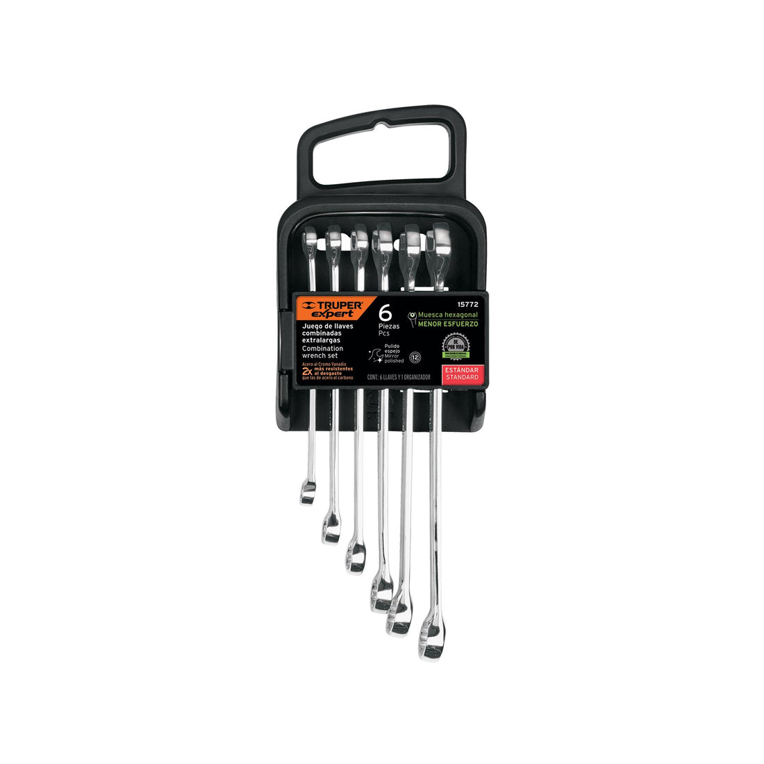 Juego de 6 llaves combinadas extralargas pulidas std, EXPERT