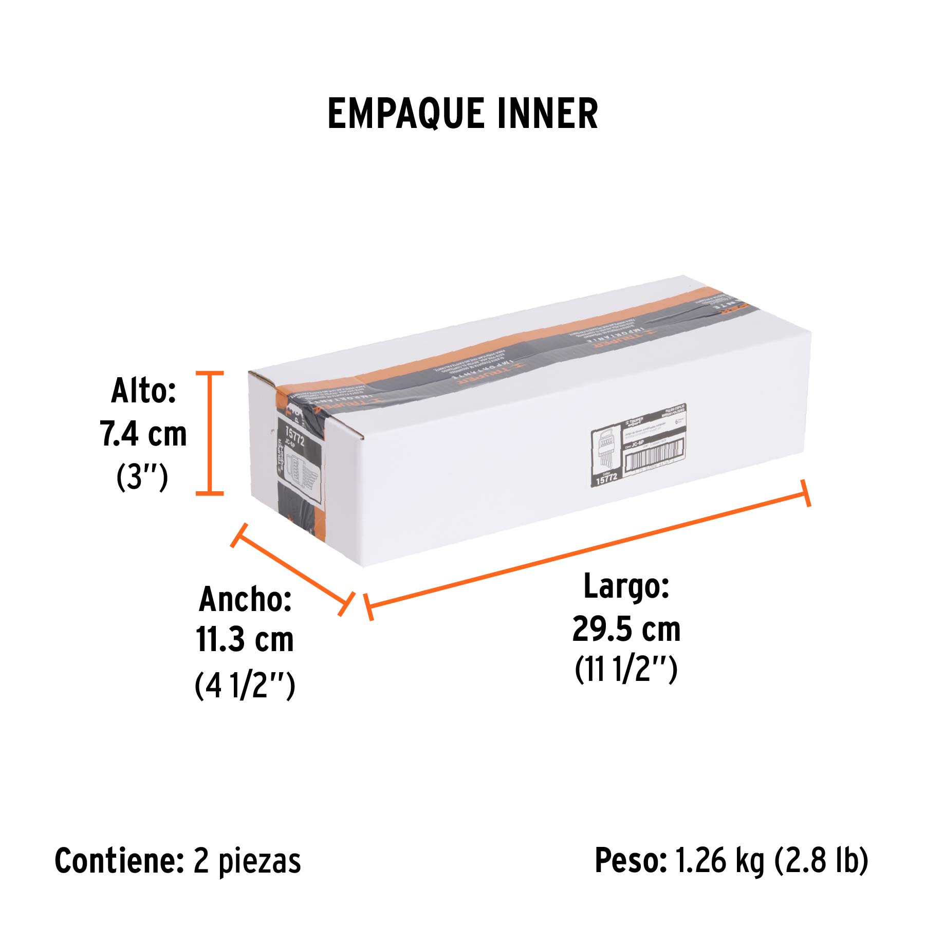 Juego de 6 llaves combinadas extralargas pulidas std, EXPERT - Empaque