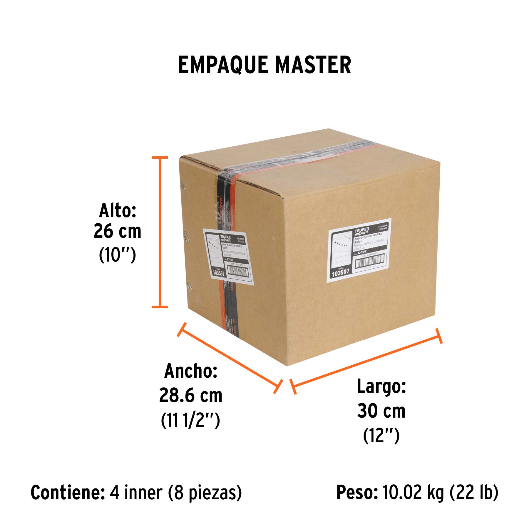 Juego de 7 llaves combinadas std con matraca flexible - Empaque