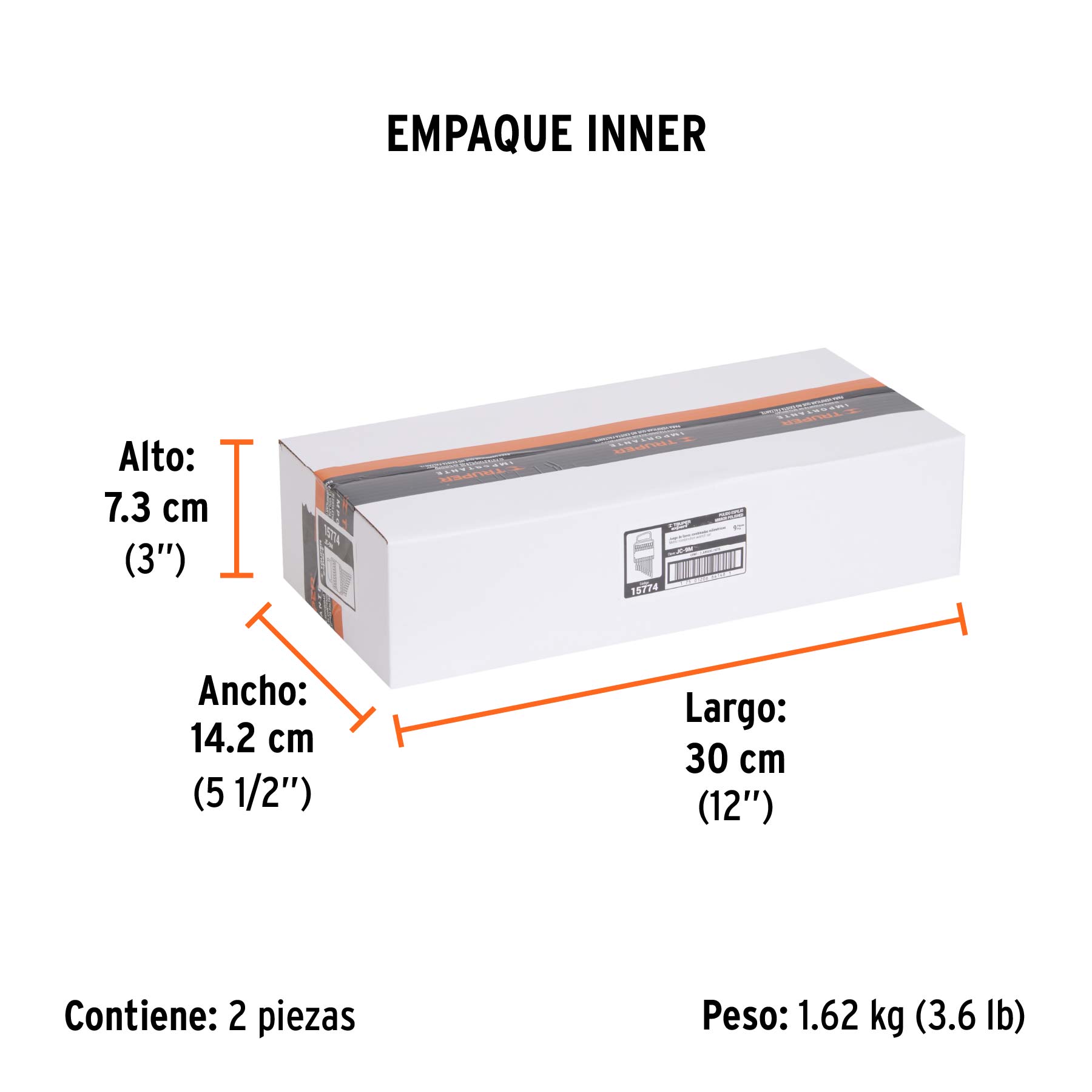 Juego de 9 llaves combinadas extralargas pulidas mm, EXPERT - Empaque