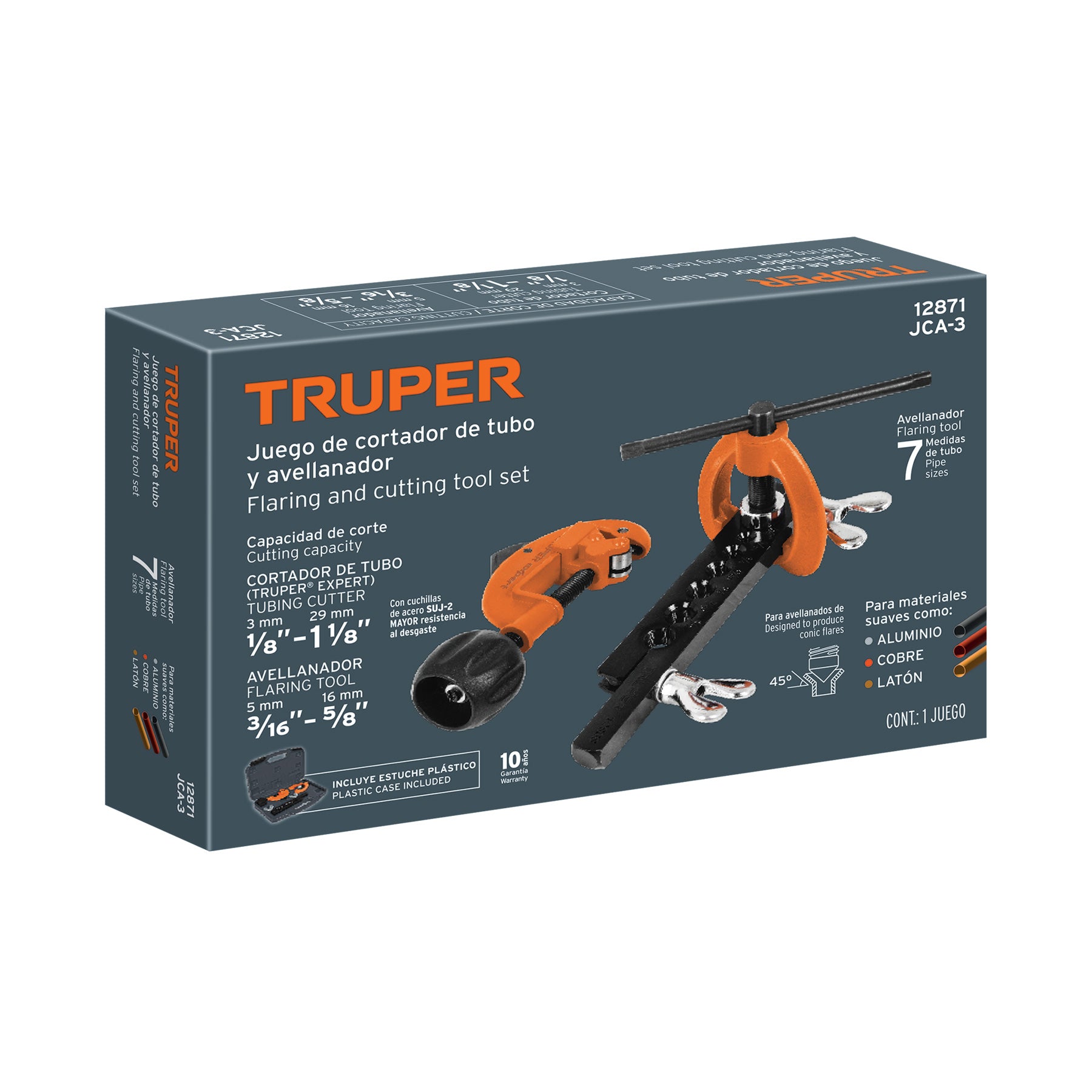 Juego de cortador de tubo y avellanador, TRUPER
