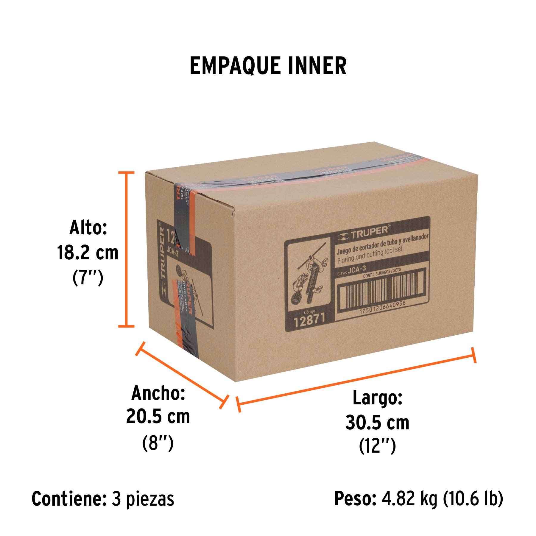 Juego de cortador de tubo y avellanador, TRUPER - Empaque