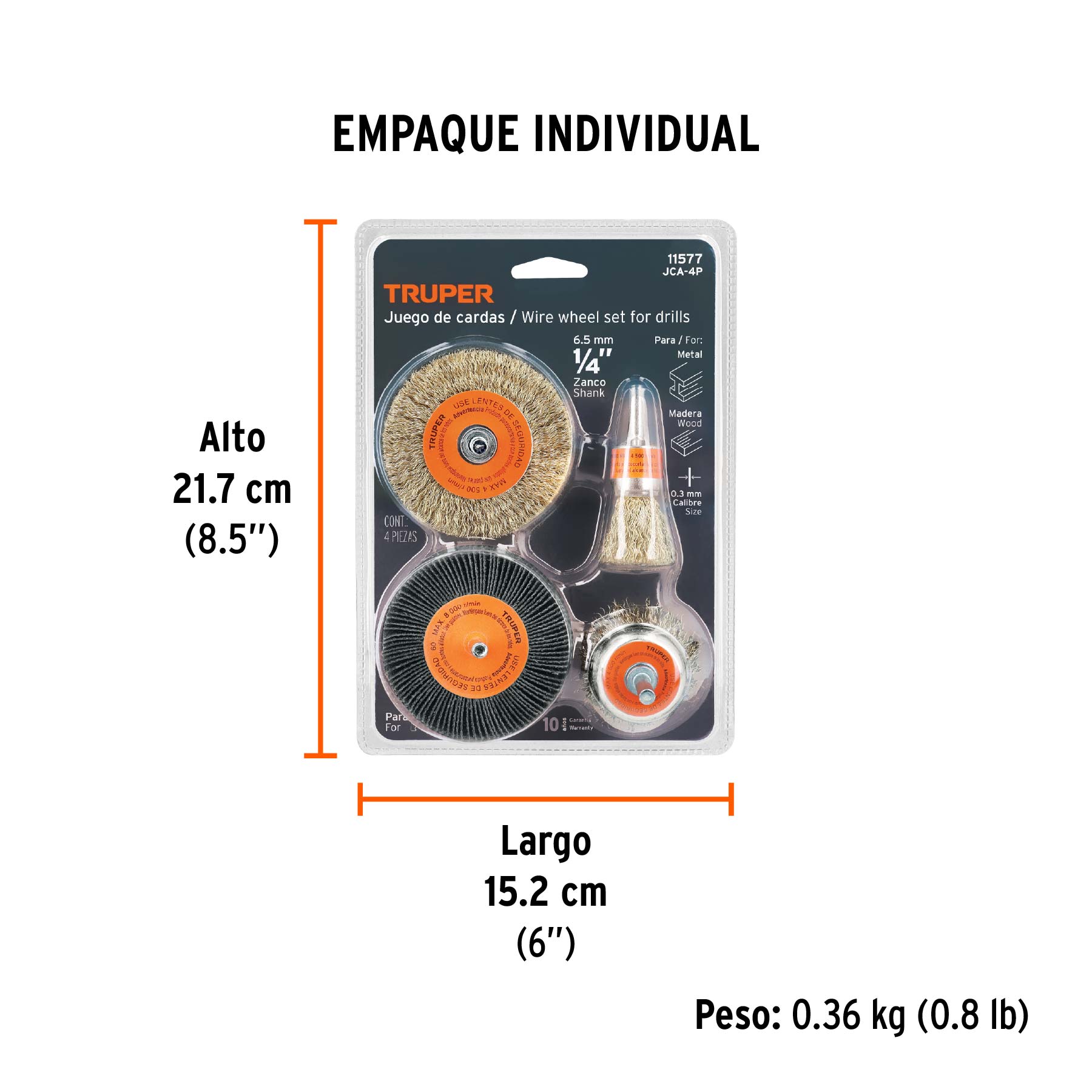 Juego de 4 cardas para taladro, TRUPER - Empaque
