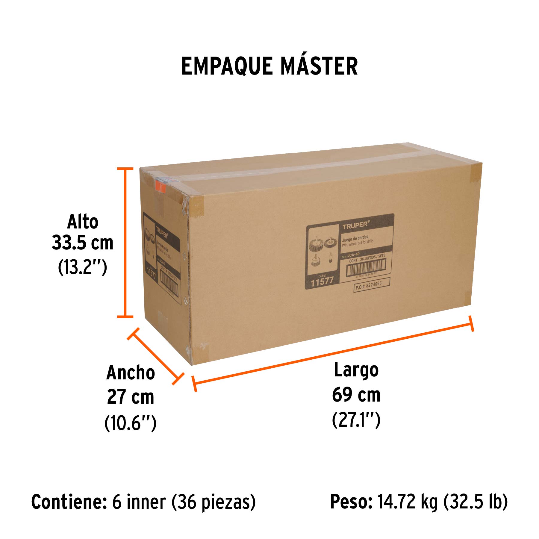 Juego de 4 cardas para taladro, TRUPER - Empaque